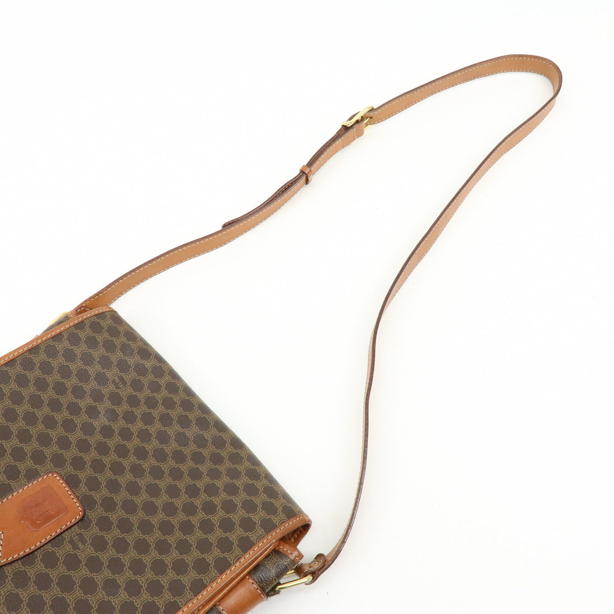 CELINE Macadam Canvas Leather Shoulder Bag Crossbody Bag Brown