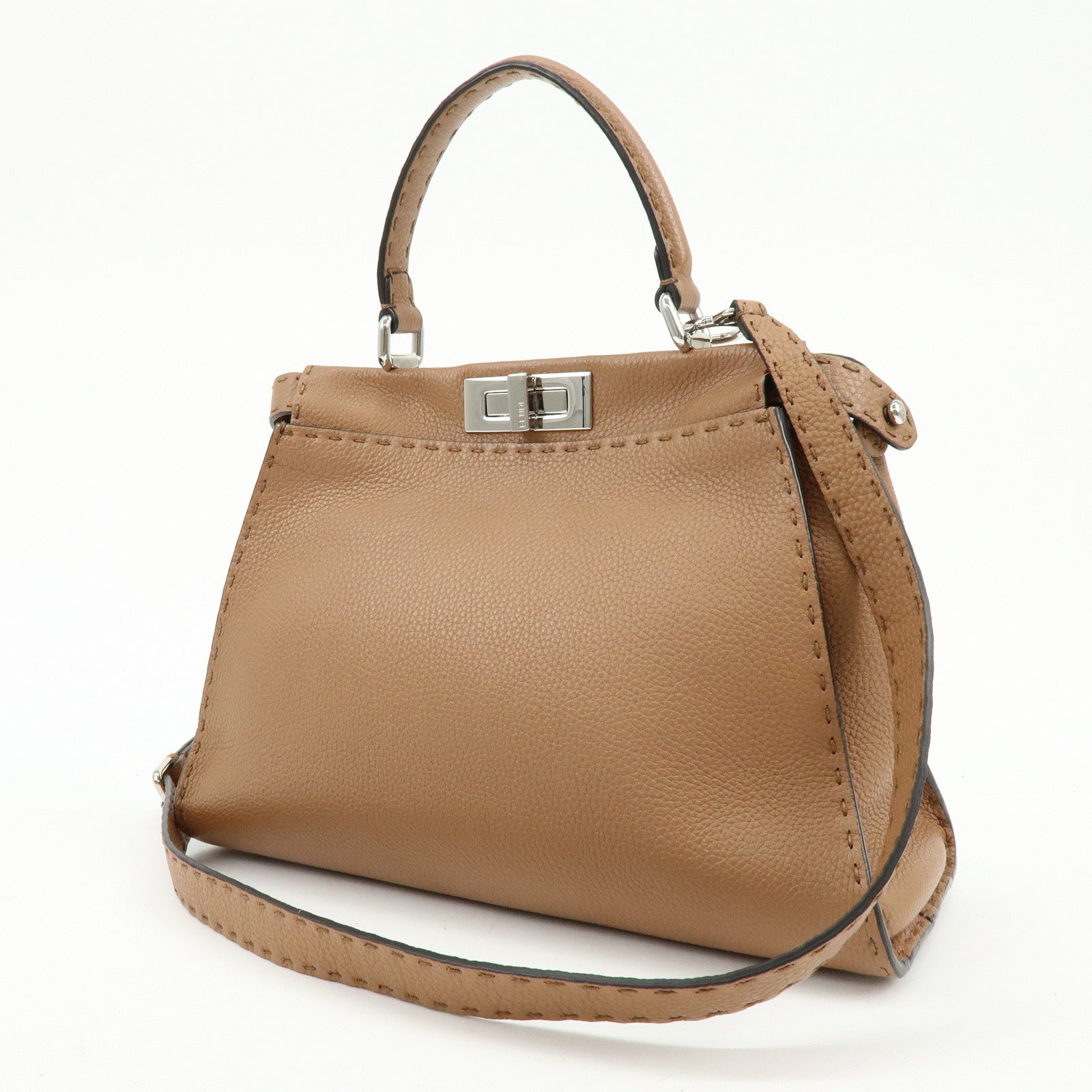 FENDI Selleria Peekaboo Medium Leather 2Way Hand Shoulder Bag 8BN290