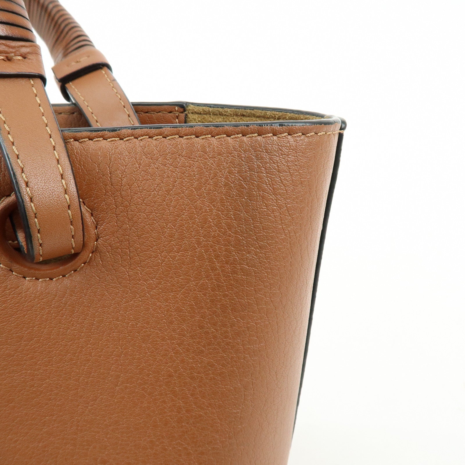 LOEWE Anagram Calf Leather 2Way Bag Hand Bag Shoulder Bag Brown