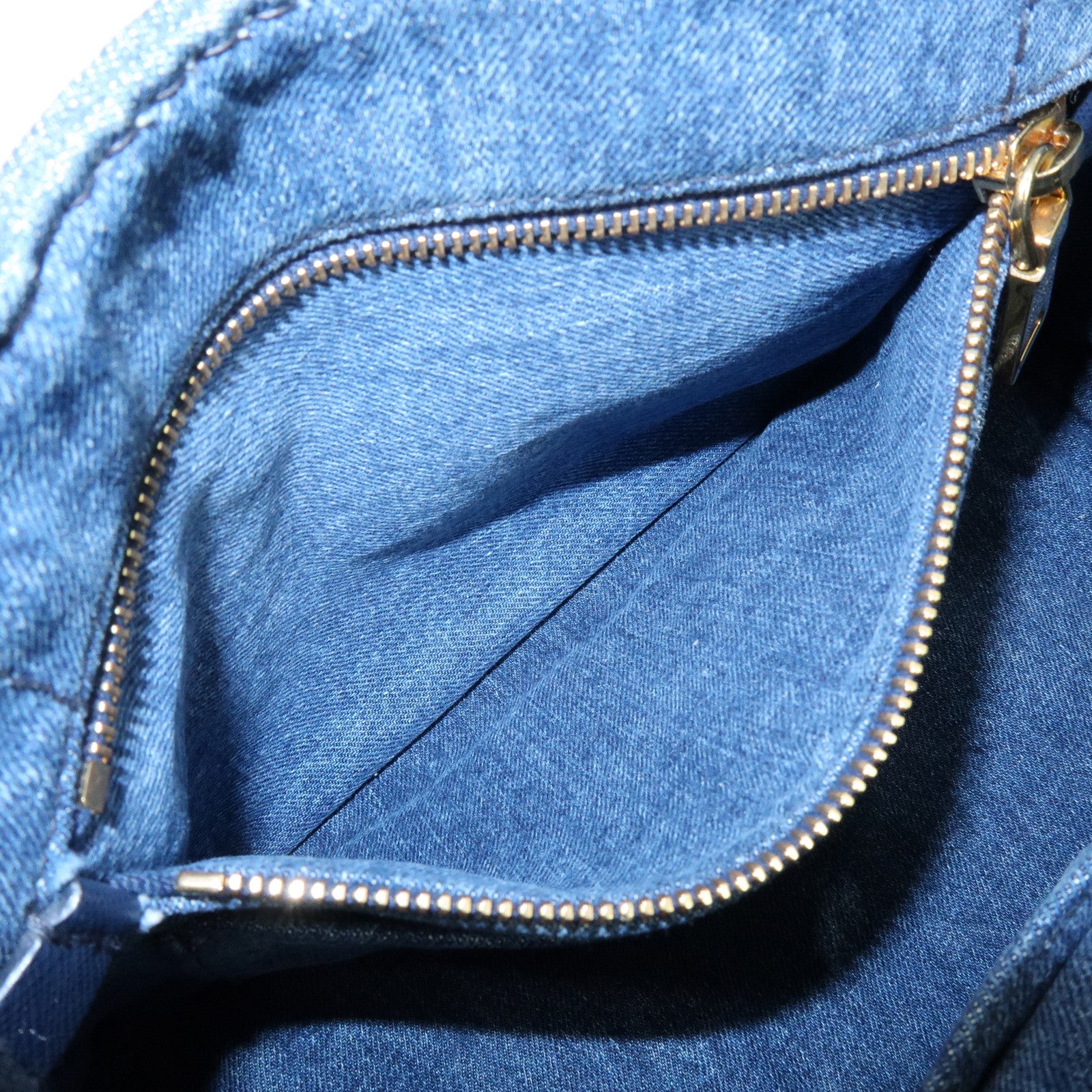 PRADA Canapa Mini Triangle Logo Denim 2Way Bag Hand Bag Blue 1BG439