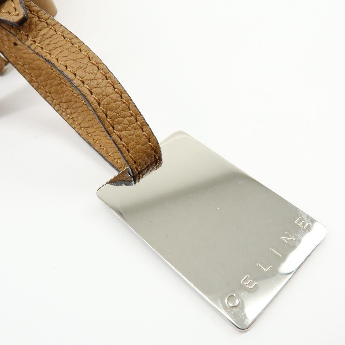 CELINE Logo Leather Shoulder Bag Hand Bag Camel