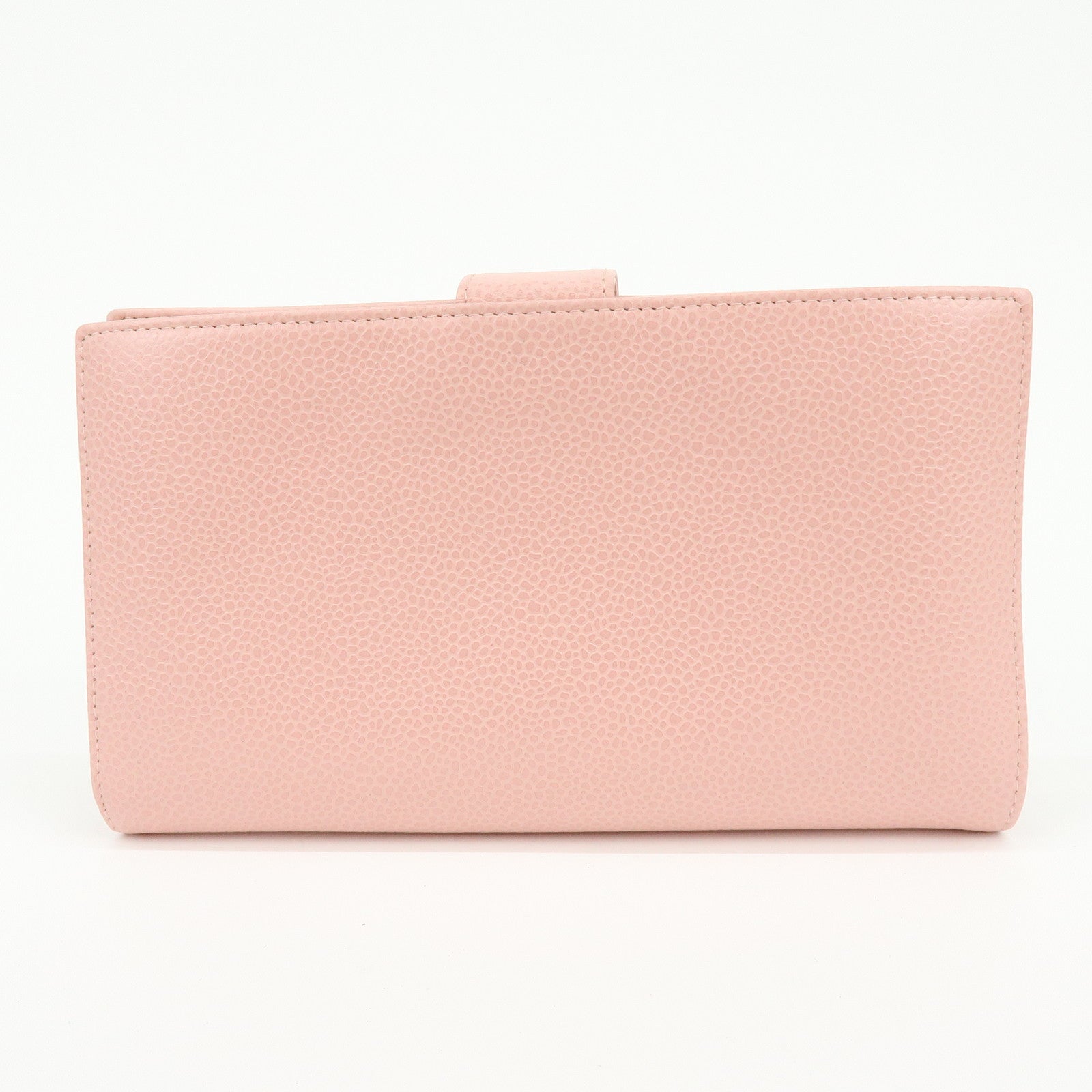 CHANEL COCO Mark Caviarskin Bi-fold Long Wallet Pink A13498