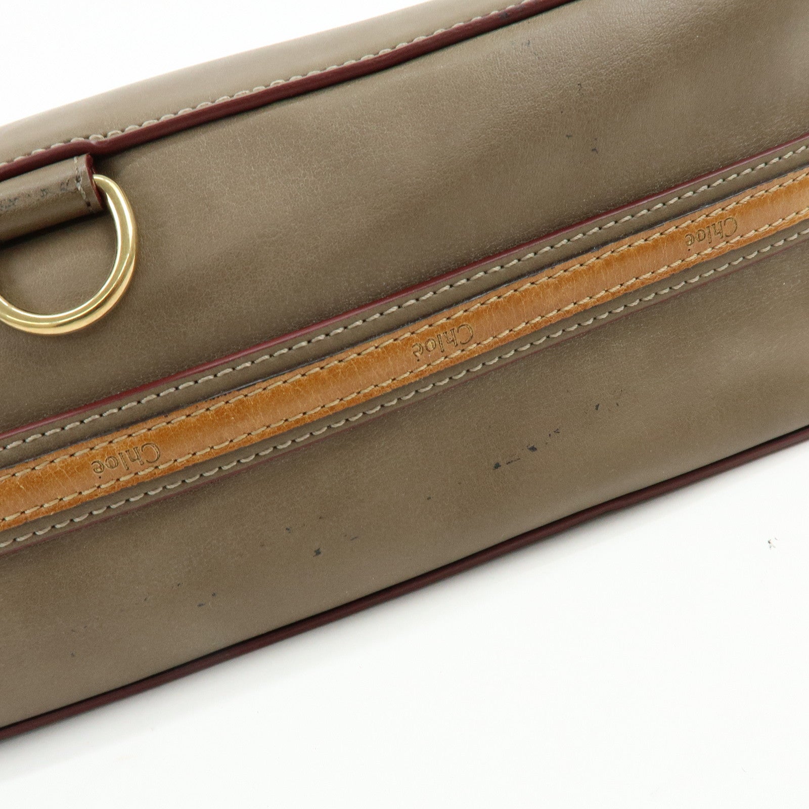 Chloe Sam Leather 2Way Bag Hand Bag Shoulder Bag Greige