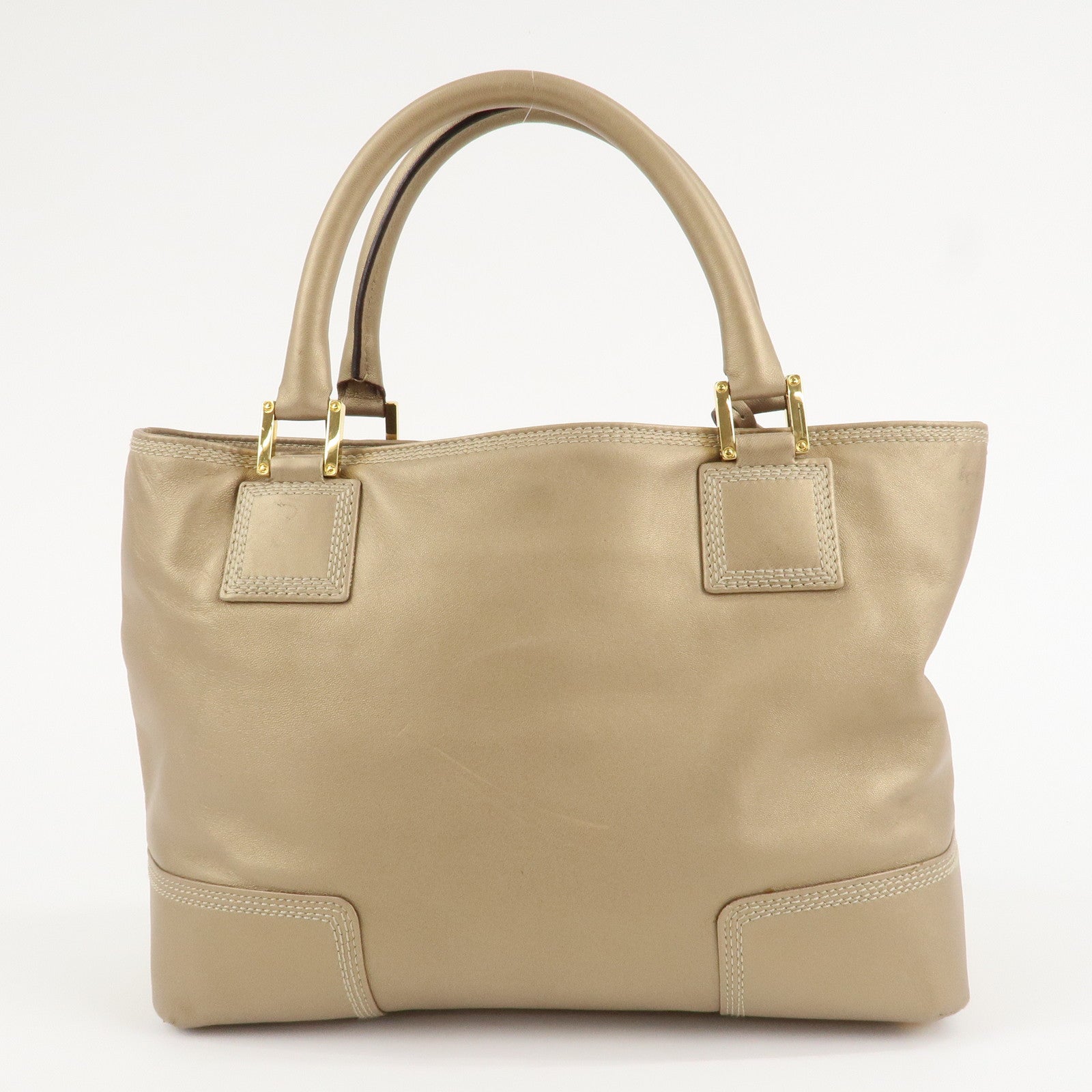 LOEWE Amazona Anagram Leather Fusta Tote Bag Hand Bag Beige Used