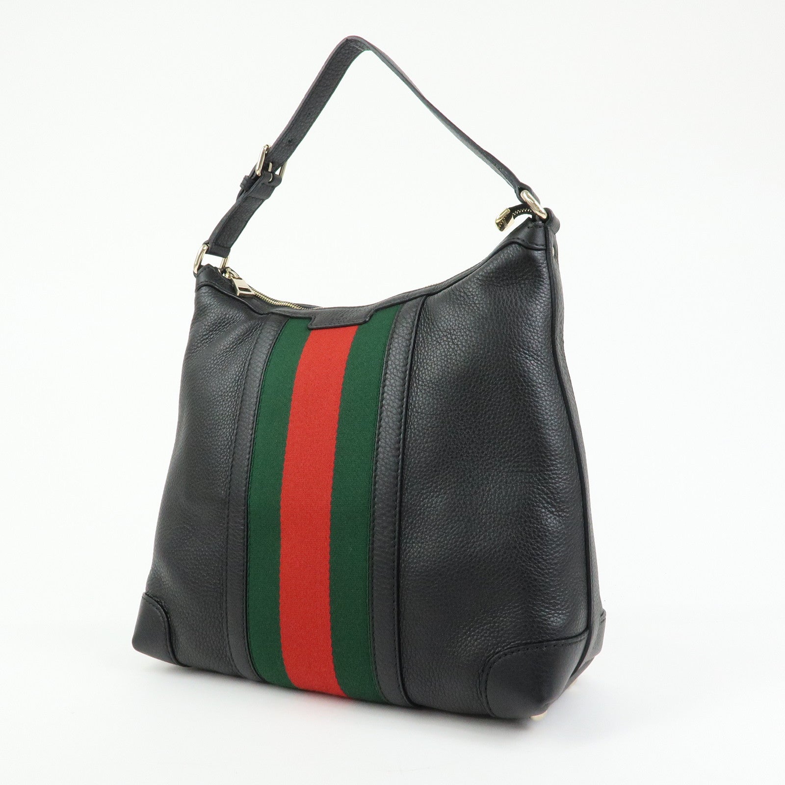 GUCCI Sherry Leather Shoulder Bag Hobo Bag Tote Bag Black 257084