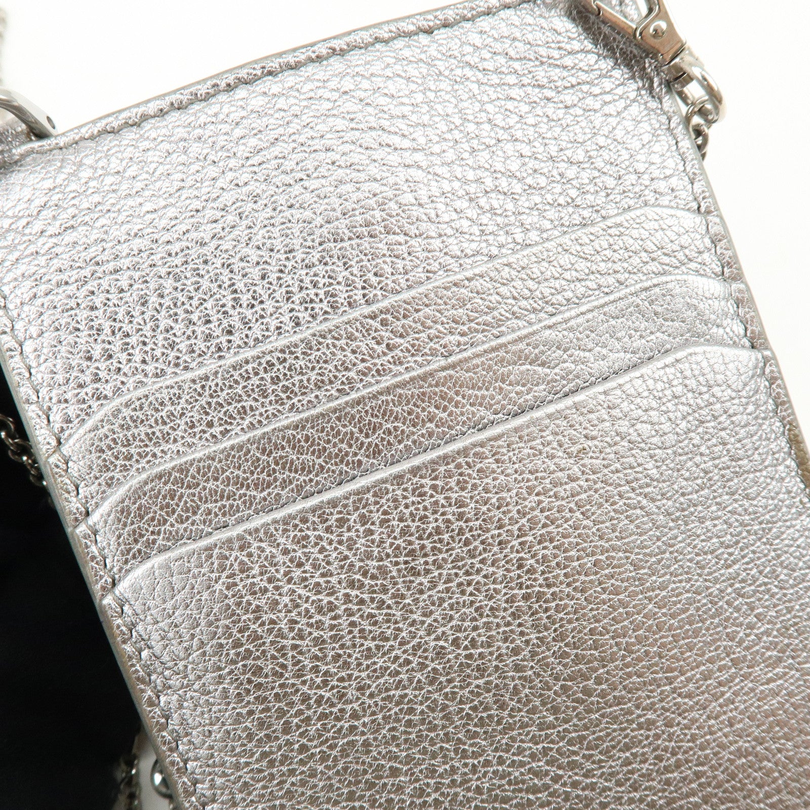 MIU MIU Madras Leather Studs Shoulder Bag Crossbody Phone Pouch Silver