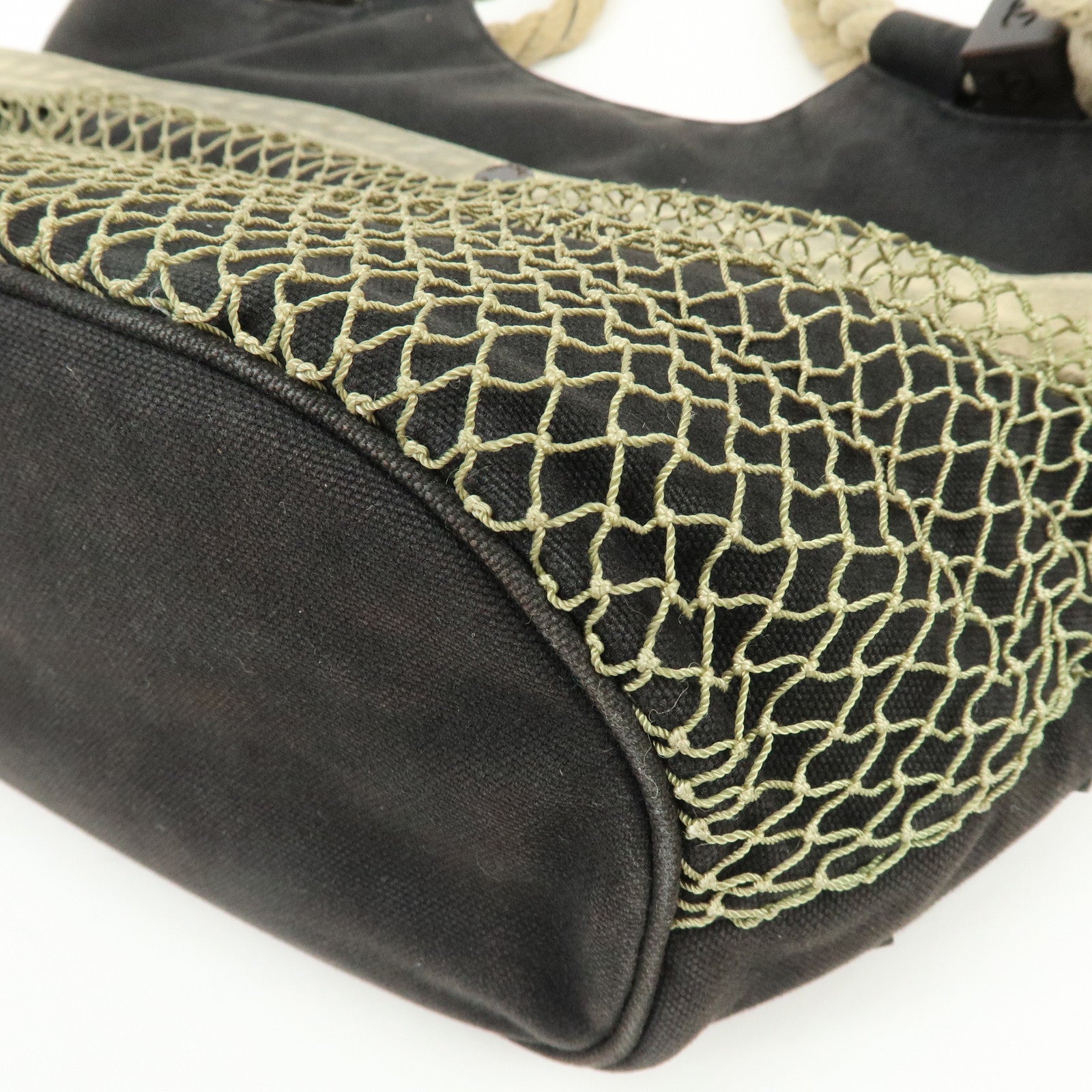 CHANEL COCO Mark Cruise Collection Camellia Canvas Rope Tote Bag Black
