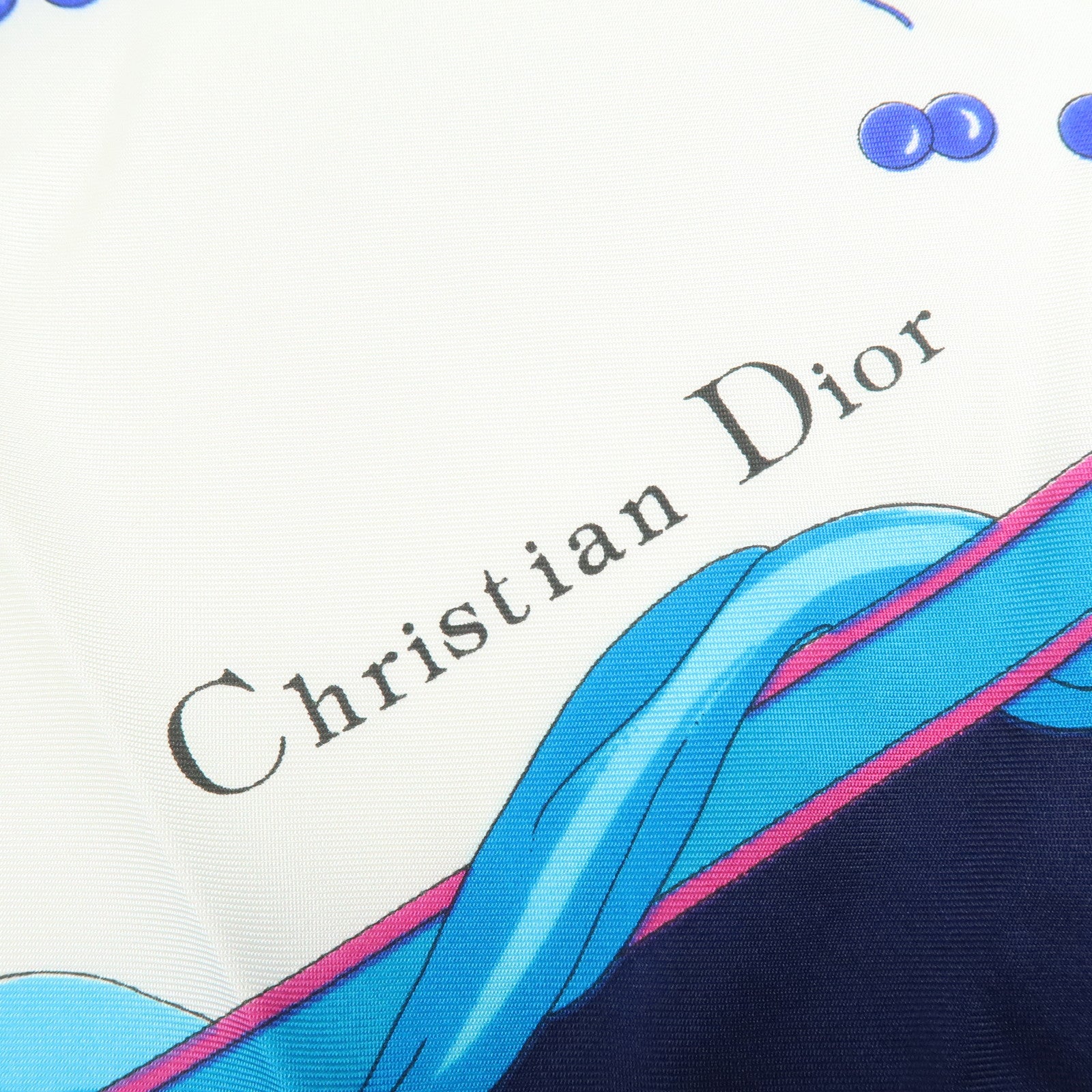 Christian Dior Set of 2 Silk 100% Scarf Flower Butterfly Red Navy