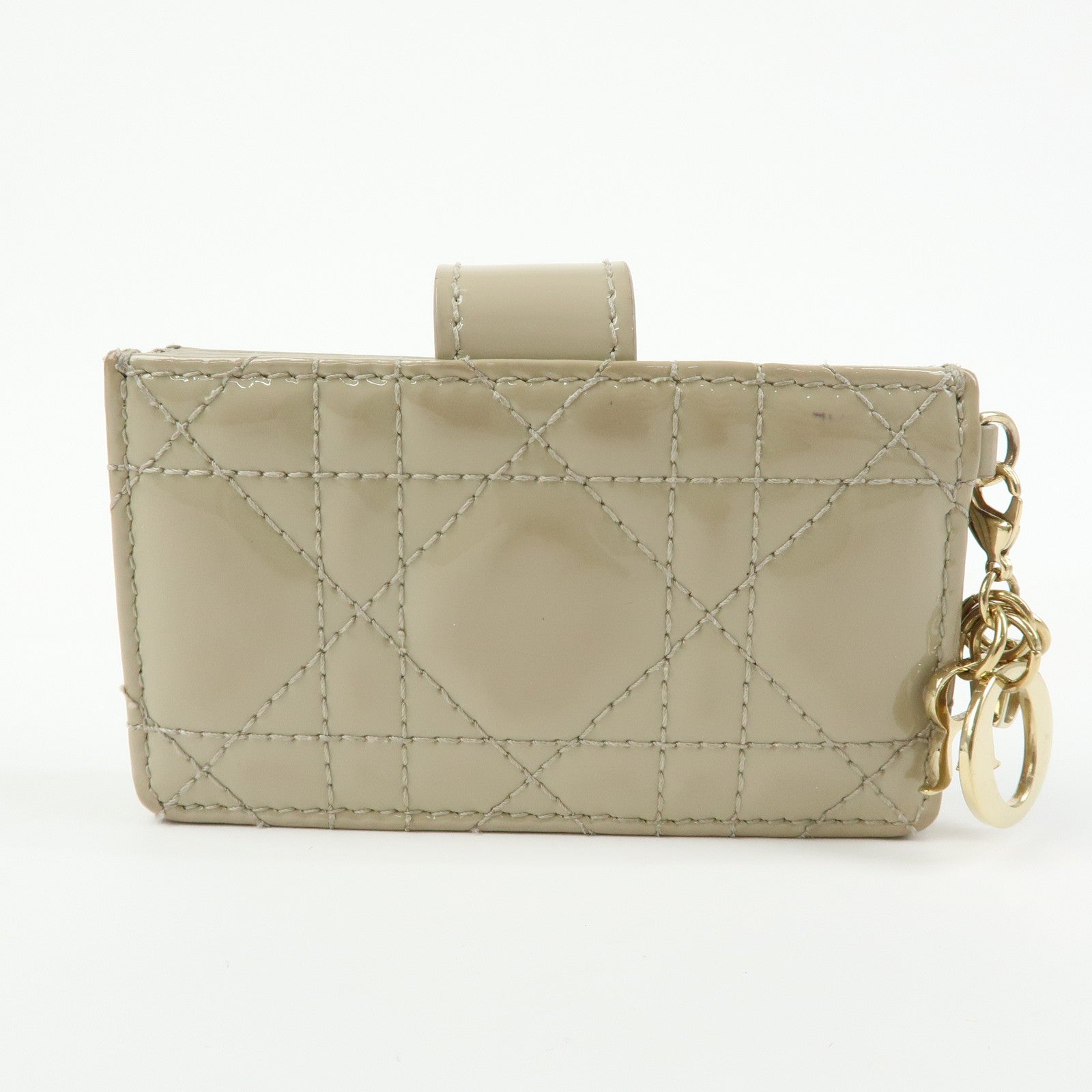 Christian Dior Lady Dior Cannage Jasmine Patent Leather Card Case