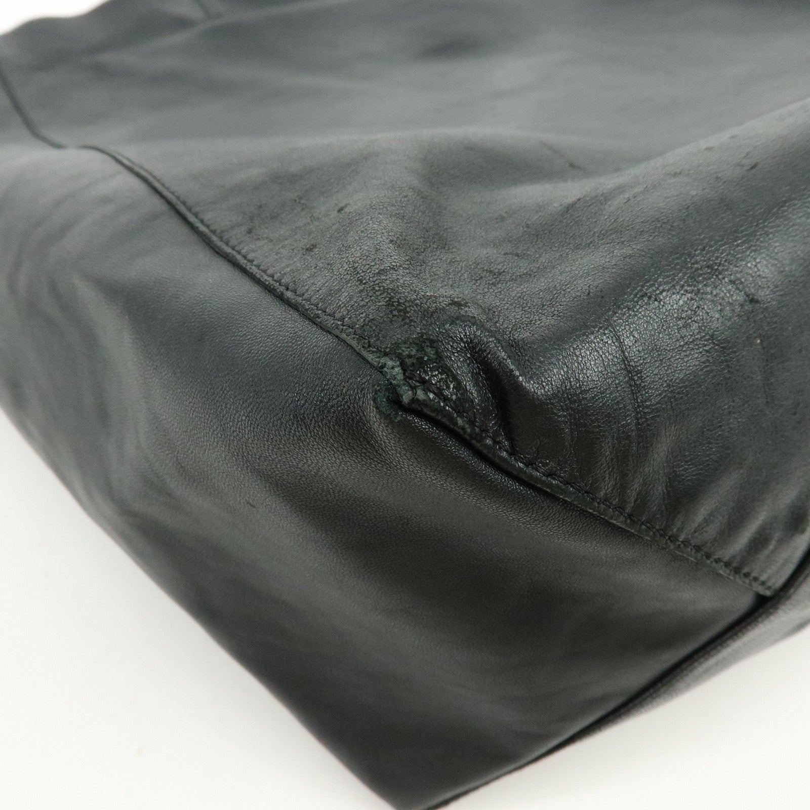 CELINE Horizontal Cabas Leather Tote Bag Hand Bag Black