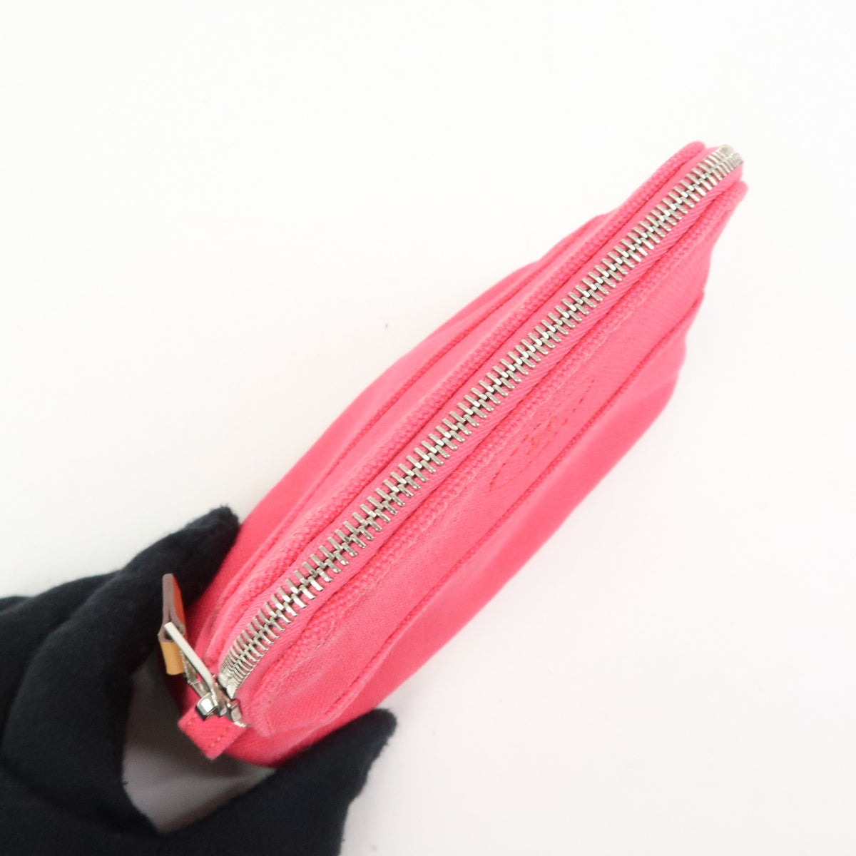 HERMES Bolide Mini Mini 16 Canvas Leather Pouch Pink Brown