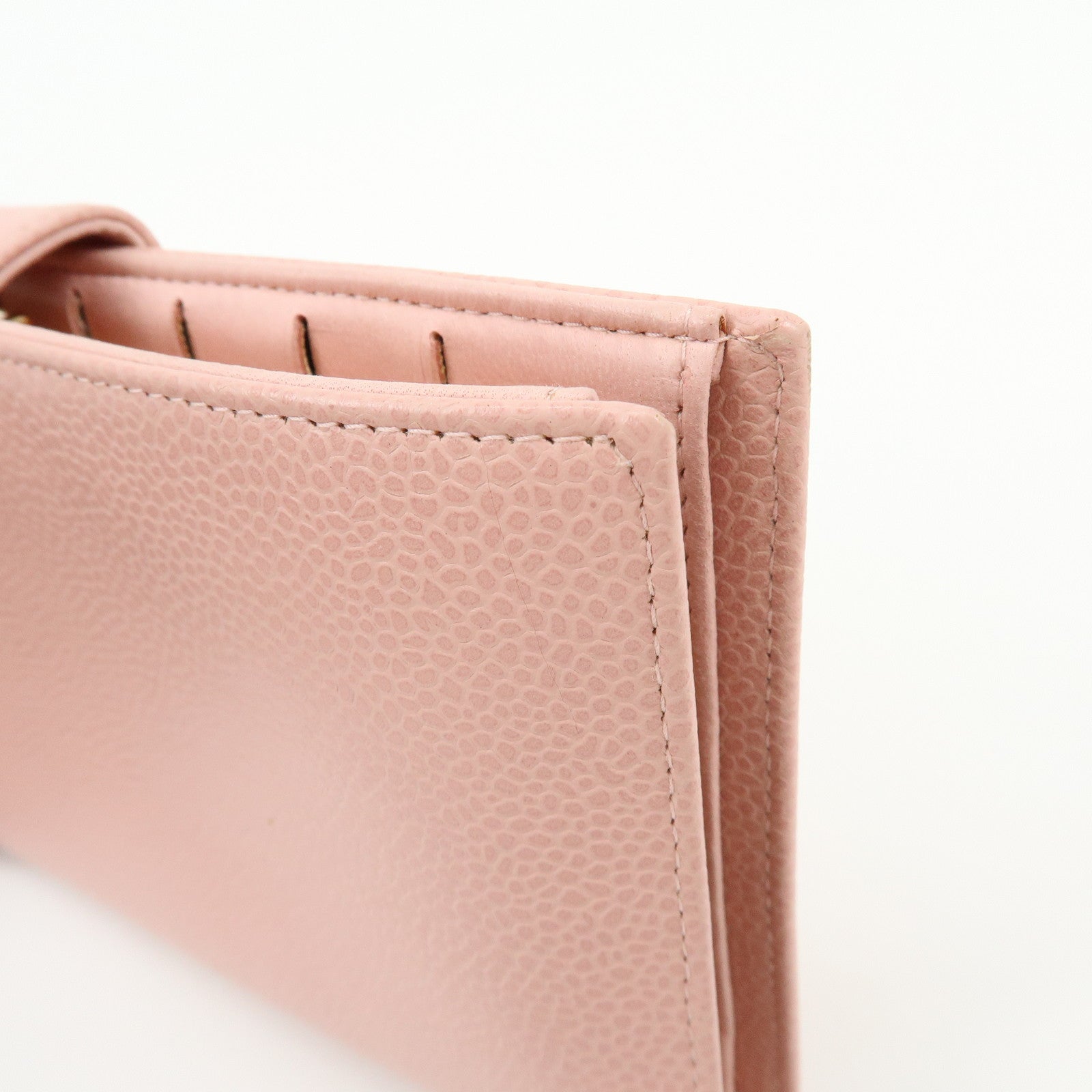 CHANEL COCO Mark Caviarskin Bi-fold Long Wallet Pink A13498