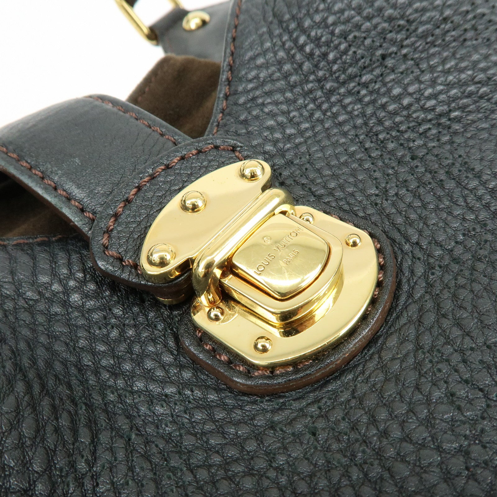 Louis Vuitton Monogram Leather Mahina L Shoulder Bag Noir M95765