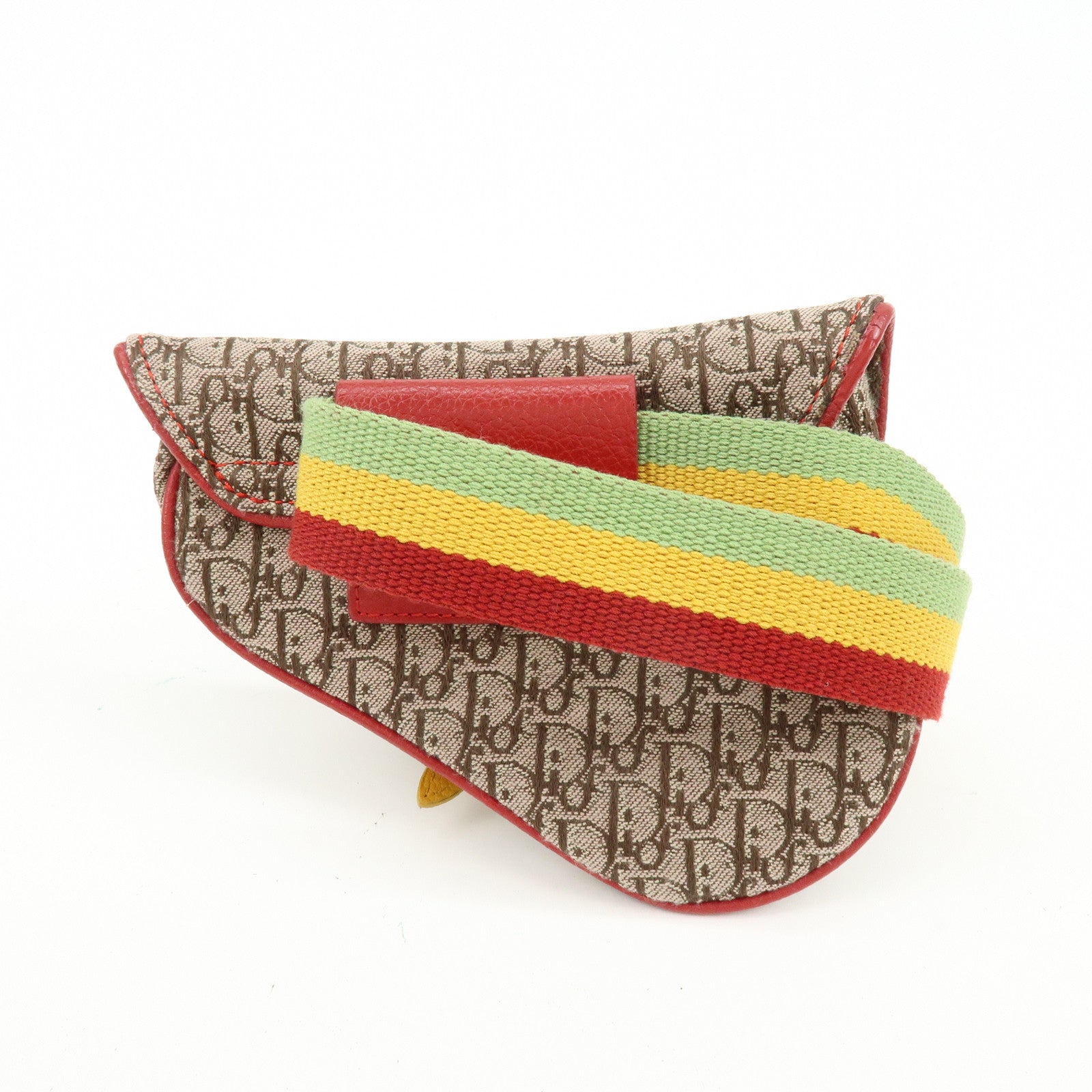 Christian Dior Trotter Saddle Rasta Canvas Leather Waist Bag Beige