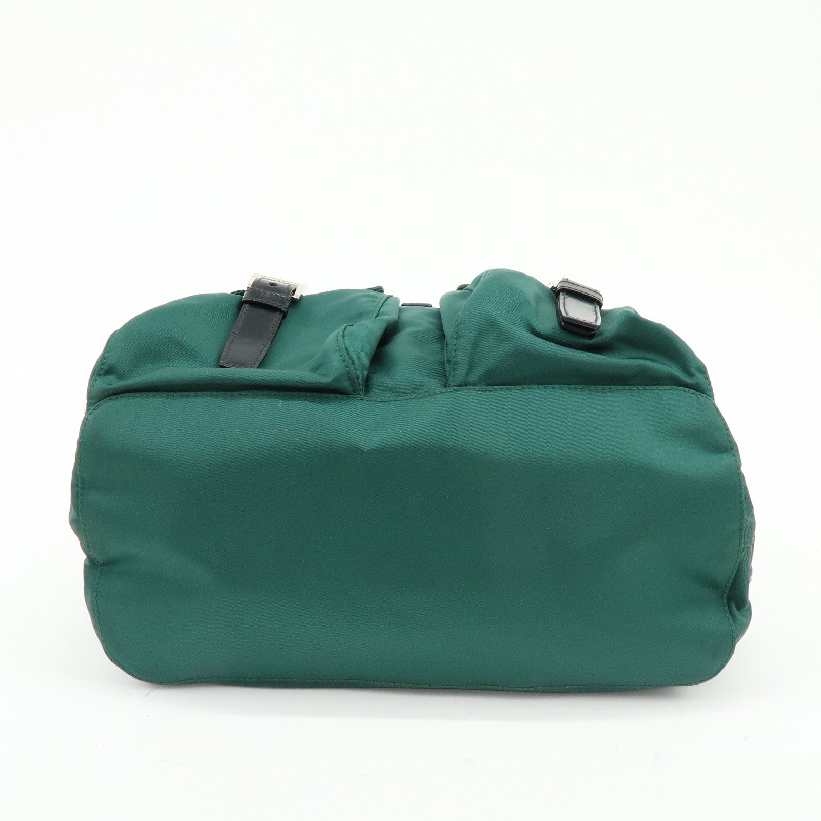 PRADA Triangle Logo Nylon Leather Backpack Rucksack Green Black 1BZ811