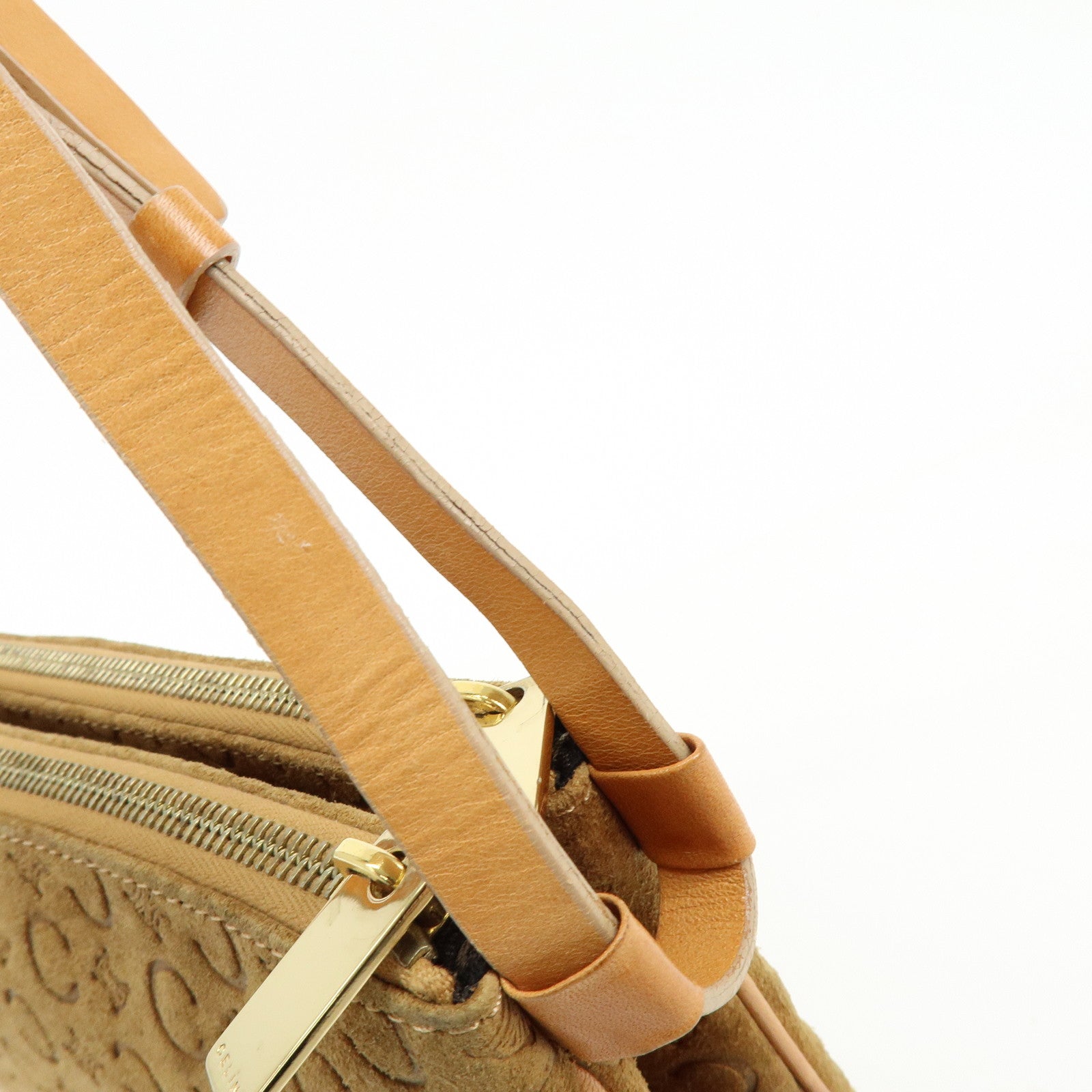 CELINE C Macadam Suede Leather Shoulder Bag Hand Bag Brown