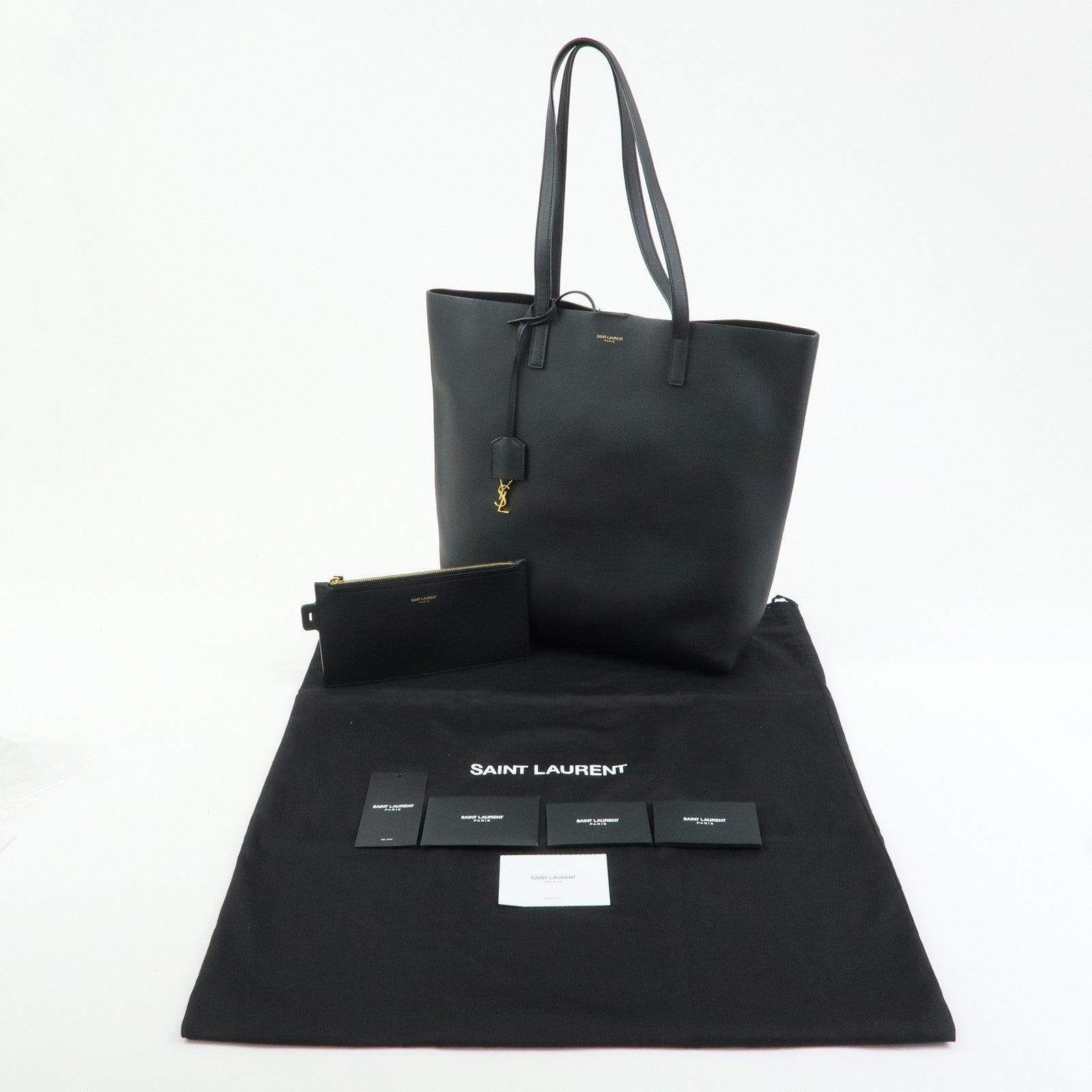 SAINT LAURENT PARIS Cassandra North South Toy Shopping Bag Black 600306