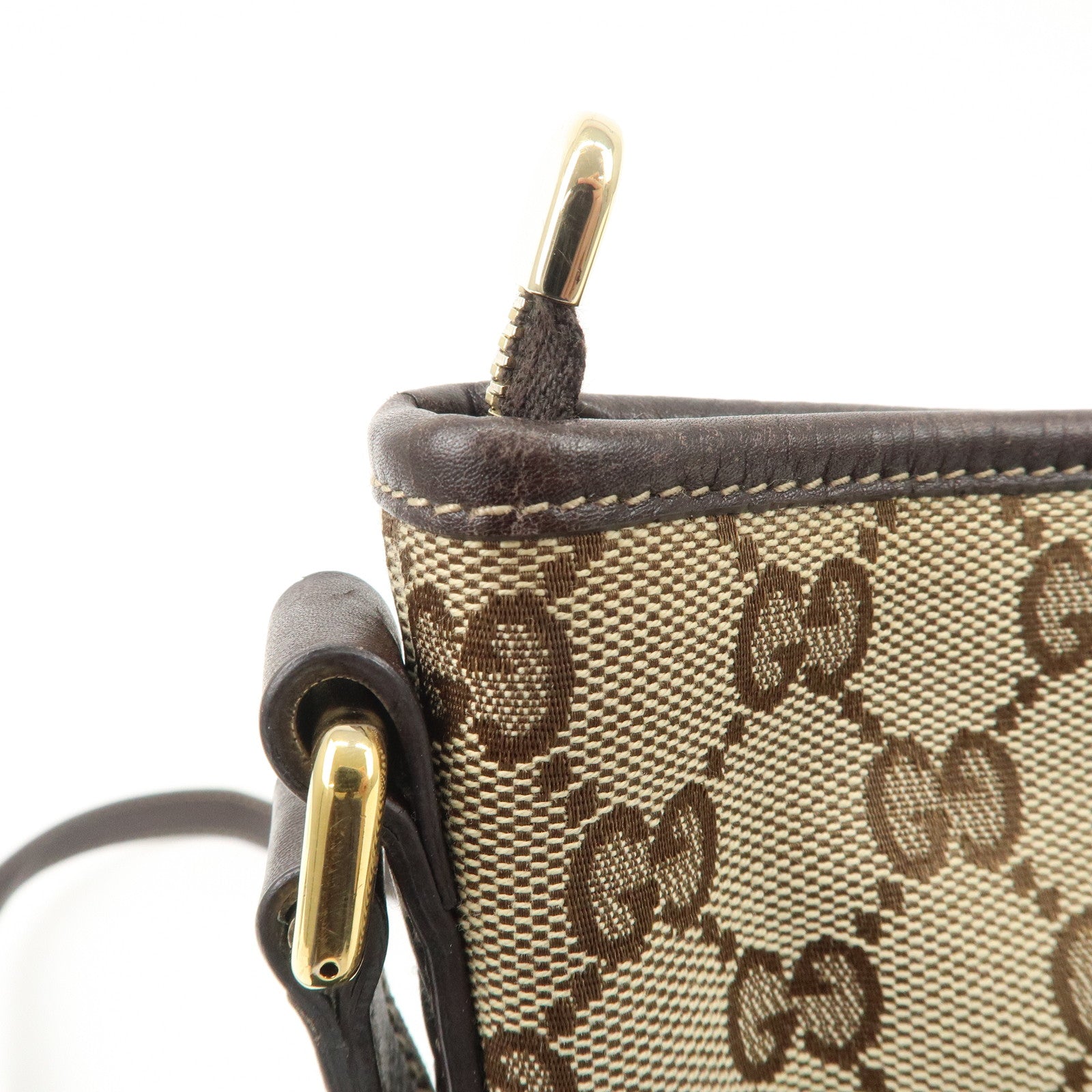 GUCCI New Brit GG Canvas Leather Shoulder Bag Beige Brown 169998 Used