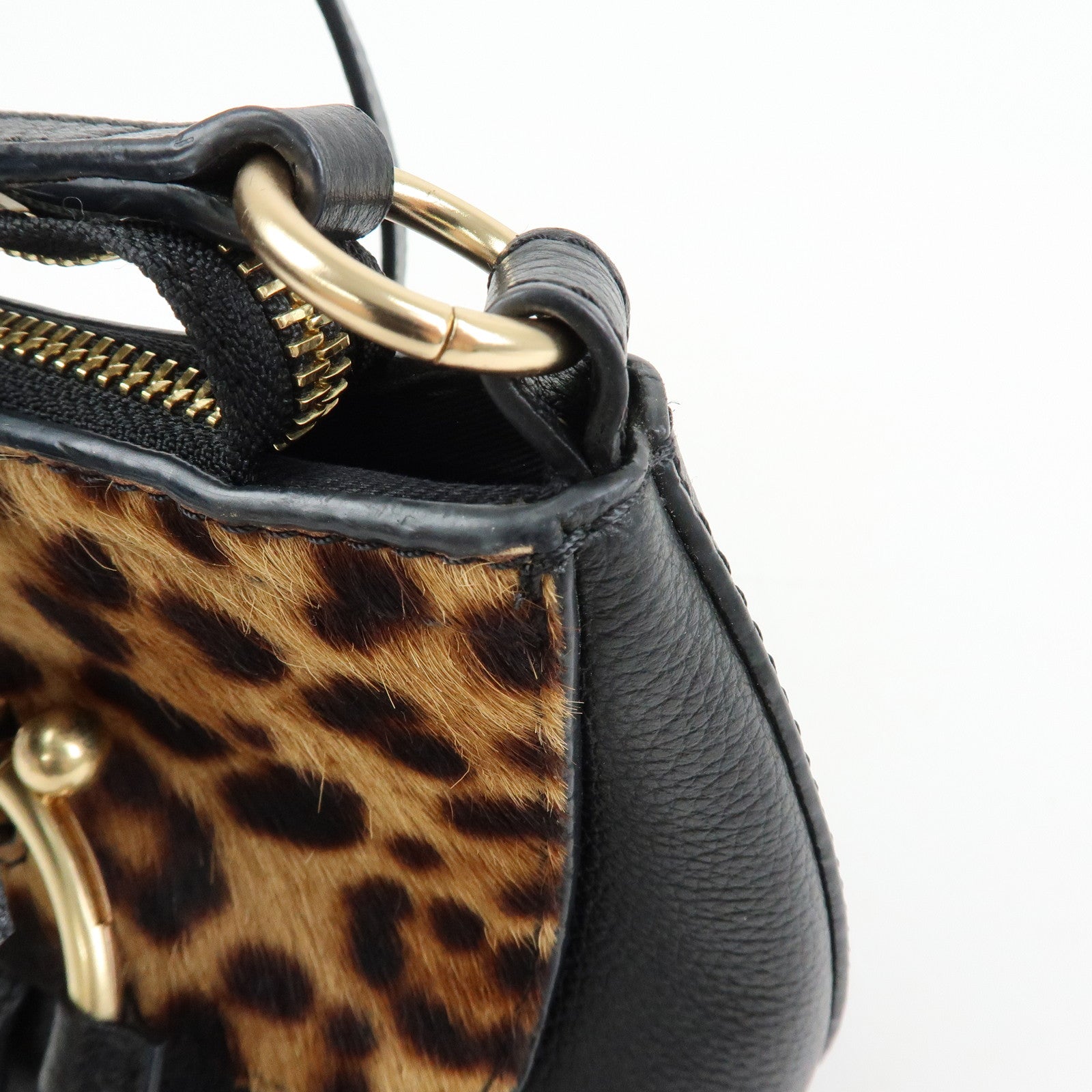 Chloe See By Chloe Joan Leather Unborn Calf 2Way Bag Leopard Black