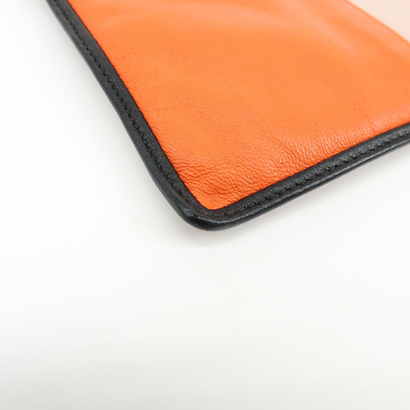 LOEWE Anagram Nappa Leather Clutch Bag Flat Pouch Pink Orange
