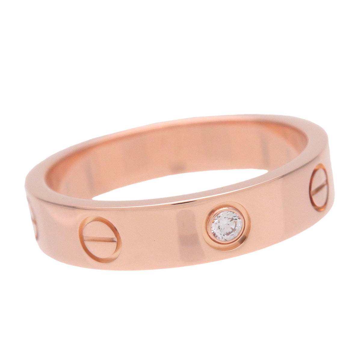 Cartier Mini Love 1P Diamond Ring K18 750PG Rose Gold #52 US6 EU53 HK13