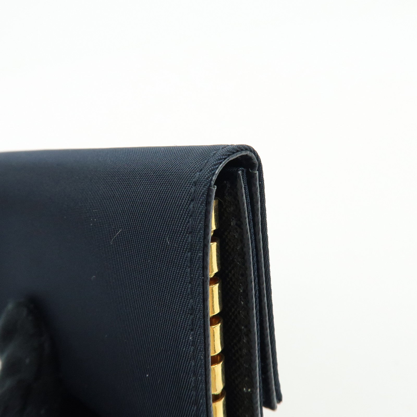 PRADA Triangle Logo Nylon Saffiano Leather Key Case Black 1M0222