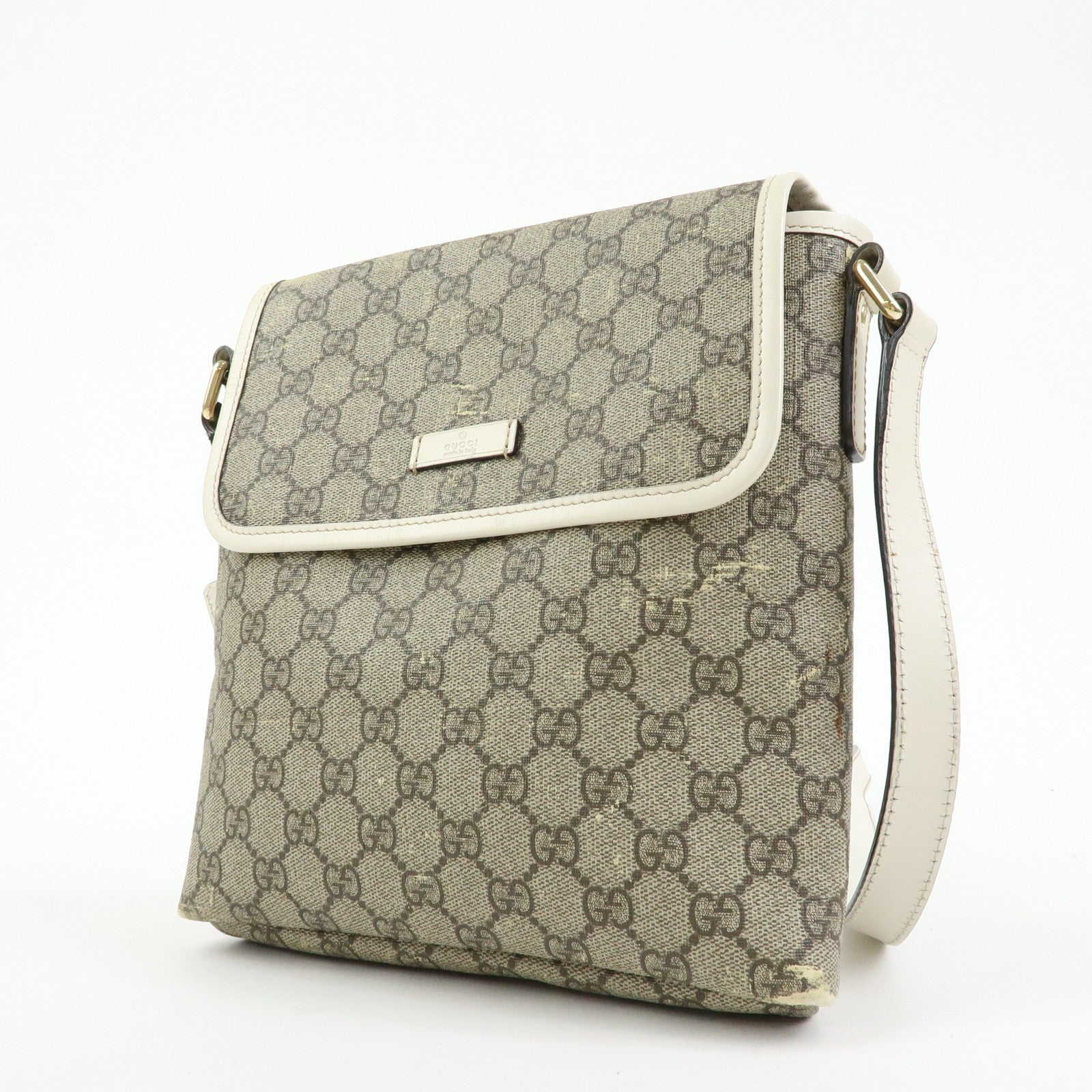 GUCCI GG Supreme Leather Shoulder Bag Crossbody Bag Beige Ivory 223666