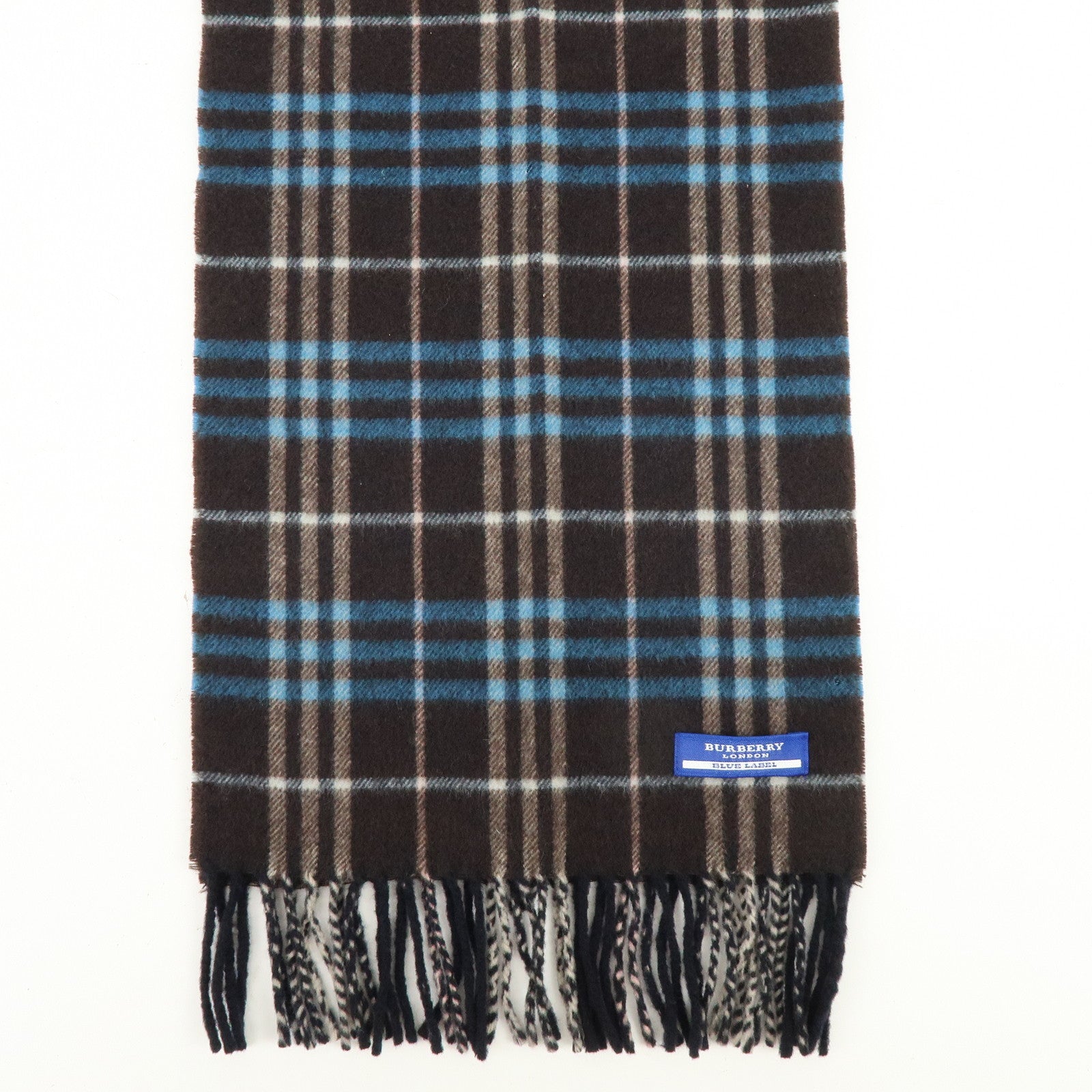 BURBERRY BLUE LABEL Wool 100% Scarf Dark Brown Blue