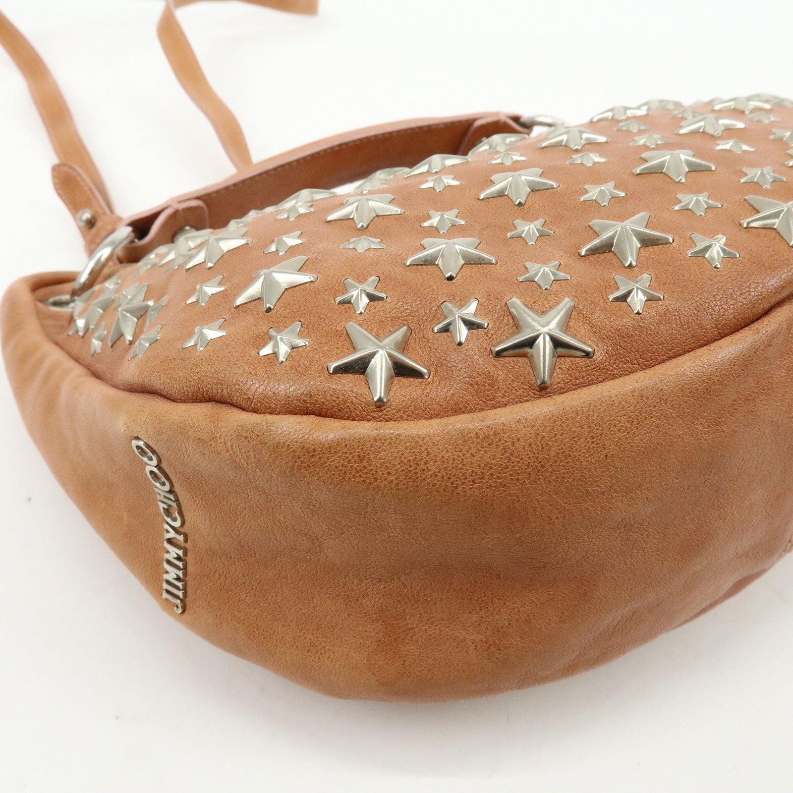 JIMMY CHOO Logo Star Studs Stella 2Way Bag Shoulder Bag Hand Bag Brown