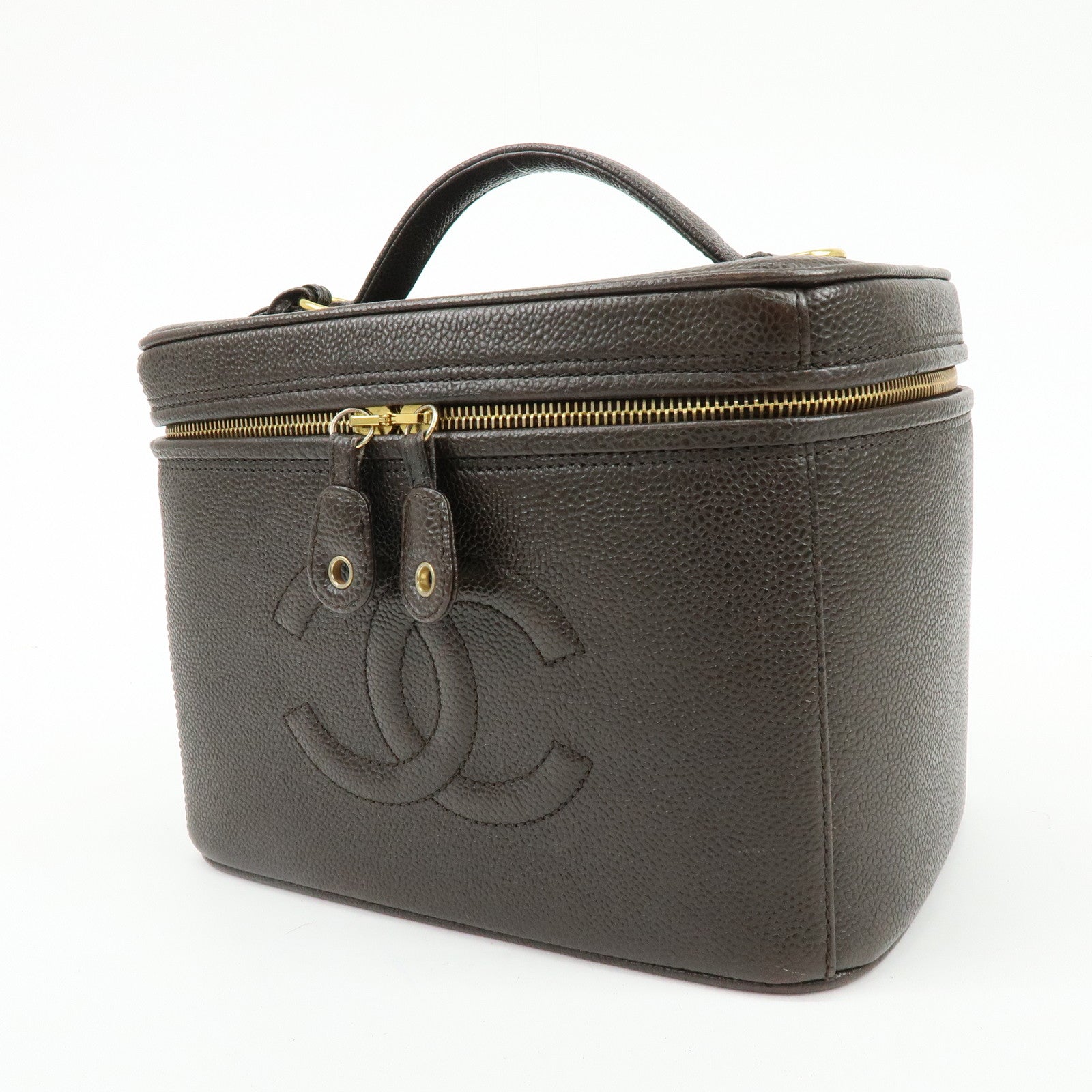 CHANEL COCO Mark Caviarskin 2WAY Bag Cosmetic Bag Black A07061