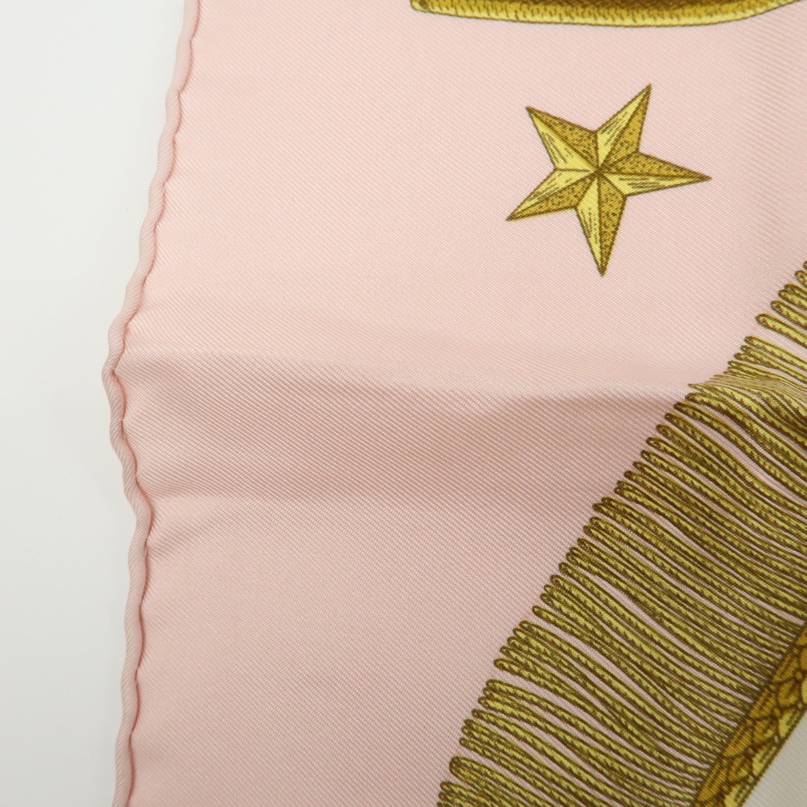HERMES Carre 90 Silk 100% Scarf Poste et Cavalerie Light Pink Gold