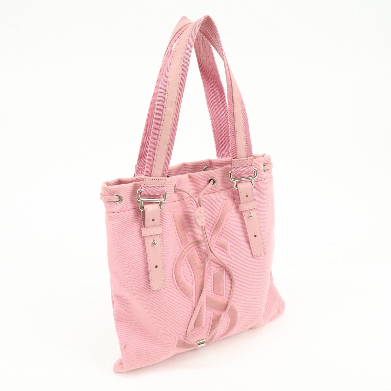 SAINT LAURENT PARIS Kahara Cassandra Canvas Leather Tote Bag 123435