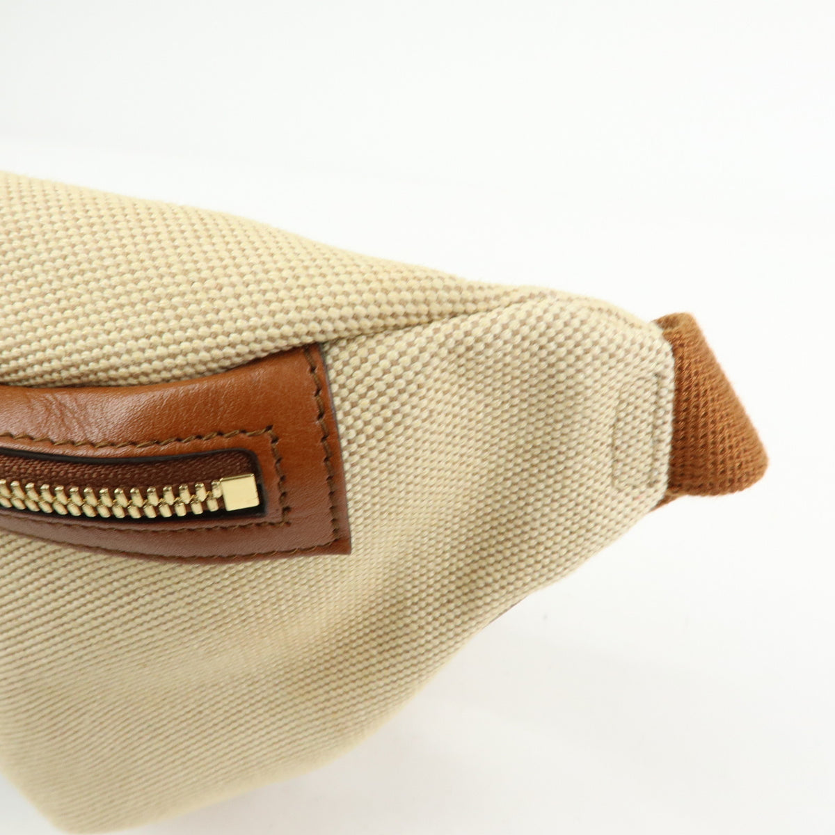 GUCCI Sherry Interlocking G Canvas Leather Waist Body Bag Beige 575082