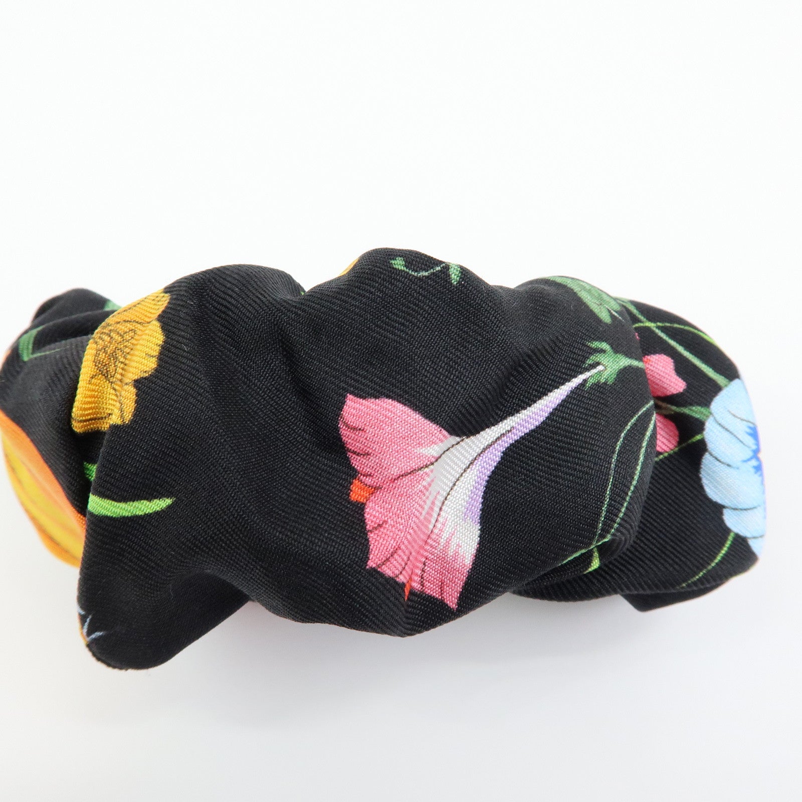 GUCCI Flora Double G Silk 100% Scrunchie Hair Accessory Black