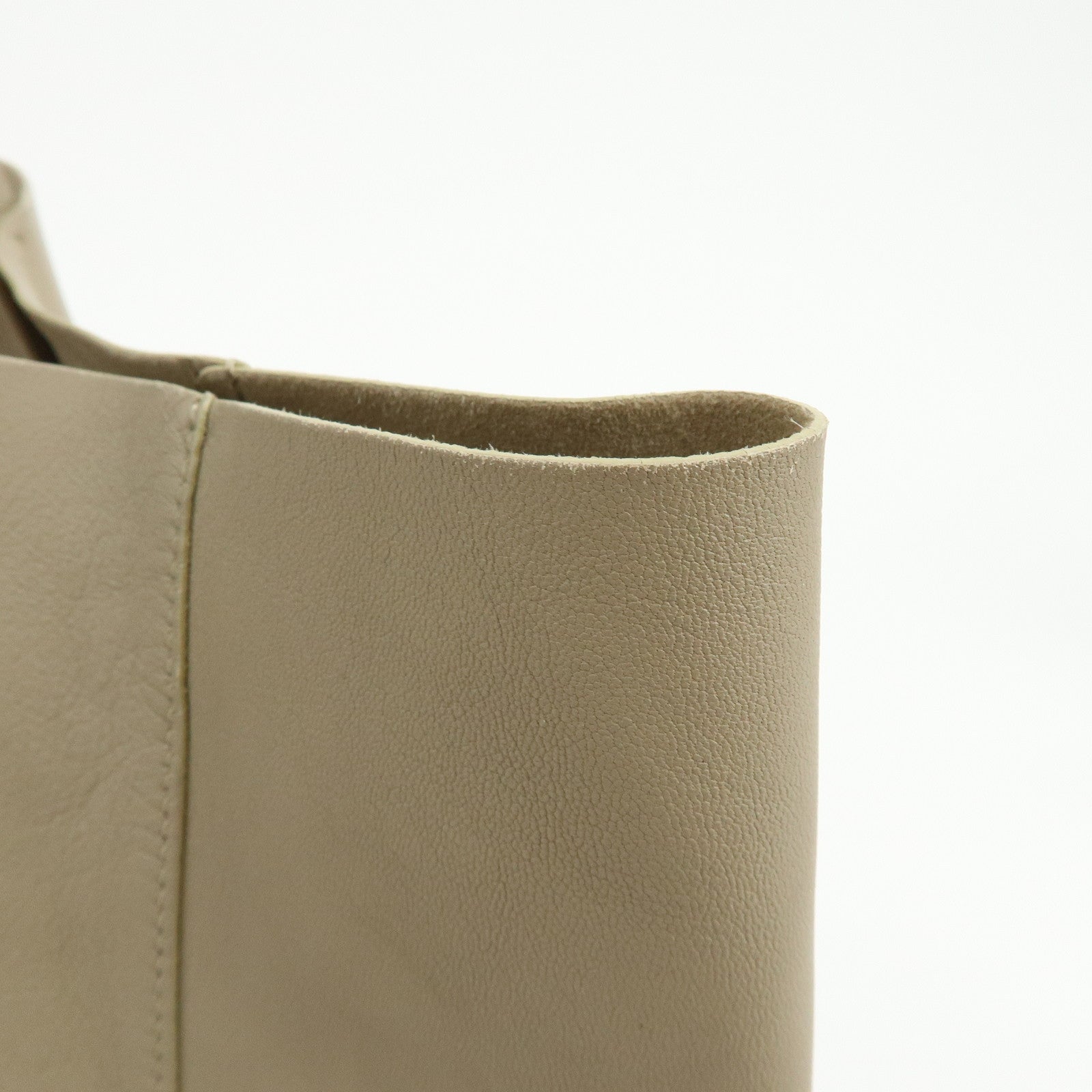 CELINE Leather Tote Bag Shoulder Bag Greige