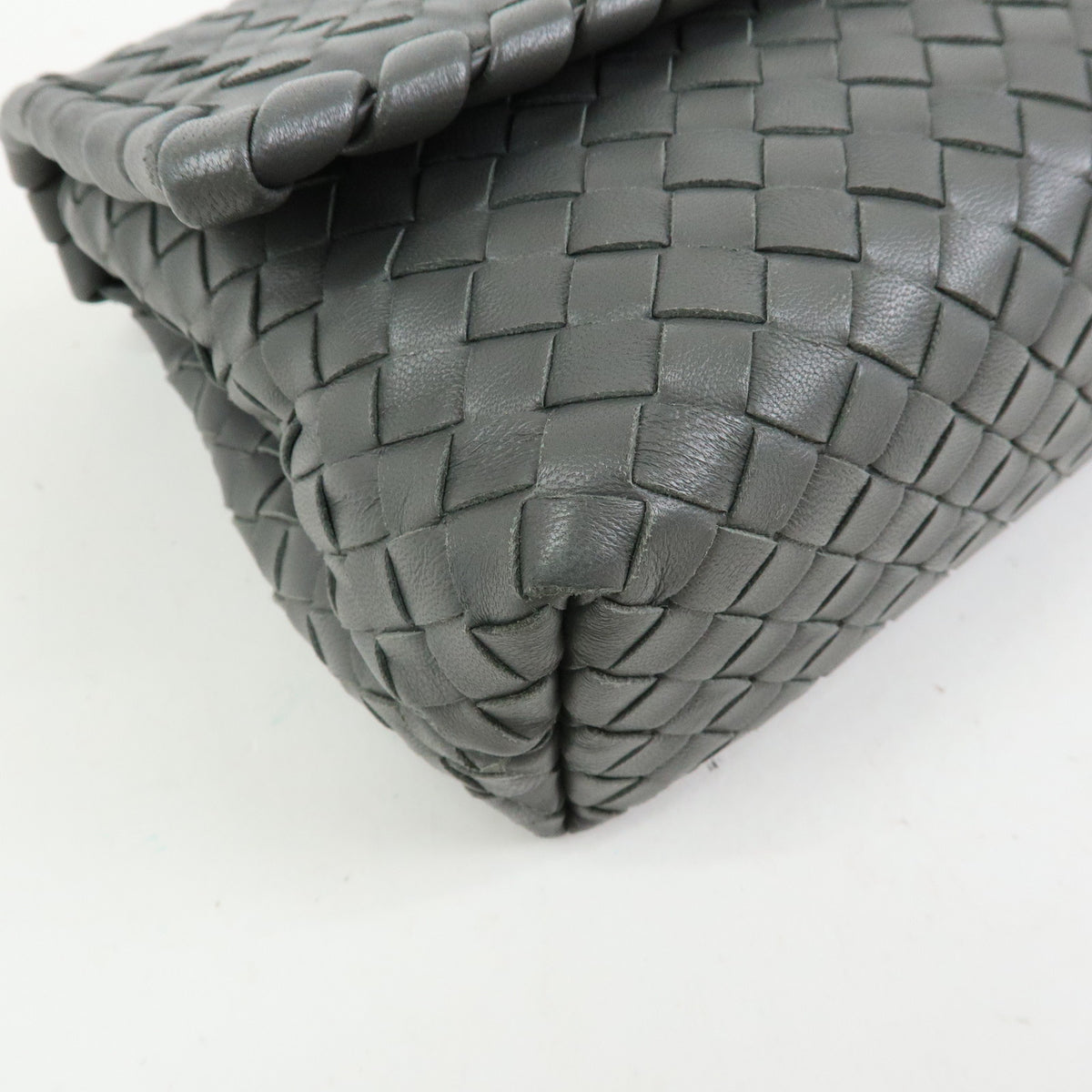 BOTTEGA VENETA Intrecciato Small Olimpia Chain Shoulder Bag Gray