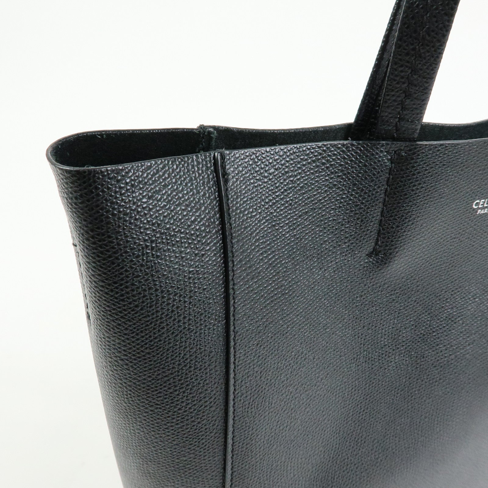 CELINE Party Cal Cabas Leather 2WAY Bag Tote Bag Hand Bag Black