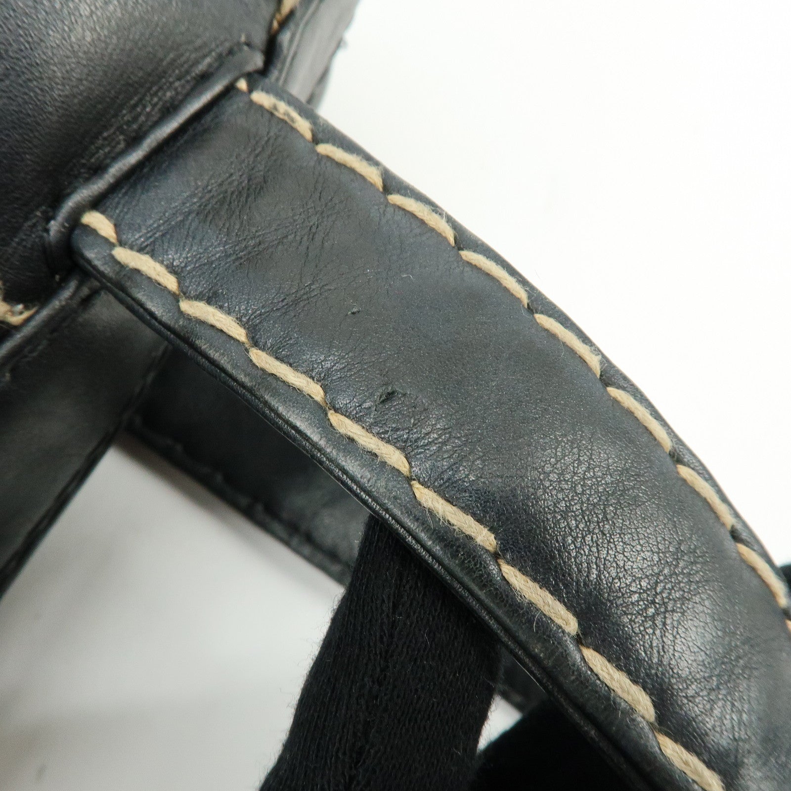 CHANEL Wild Stitch COCO Mark Calf Skin Hand Bag Boston Bag Black A14692