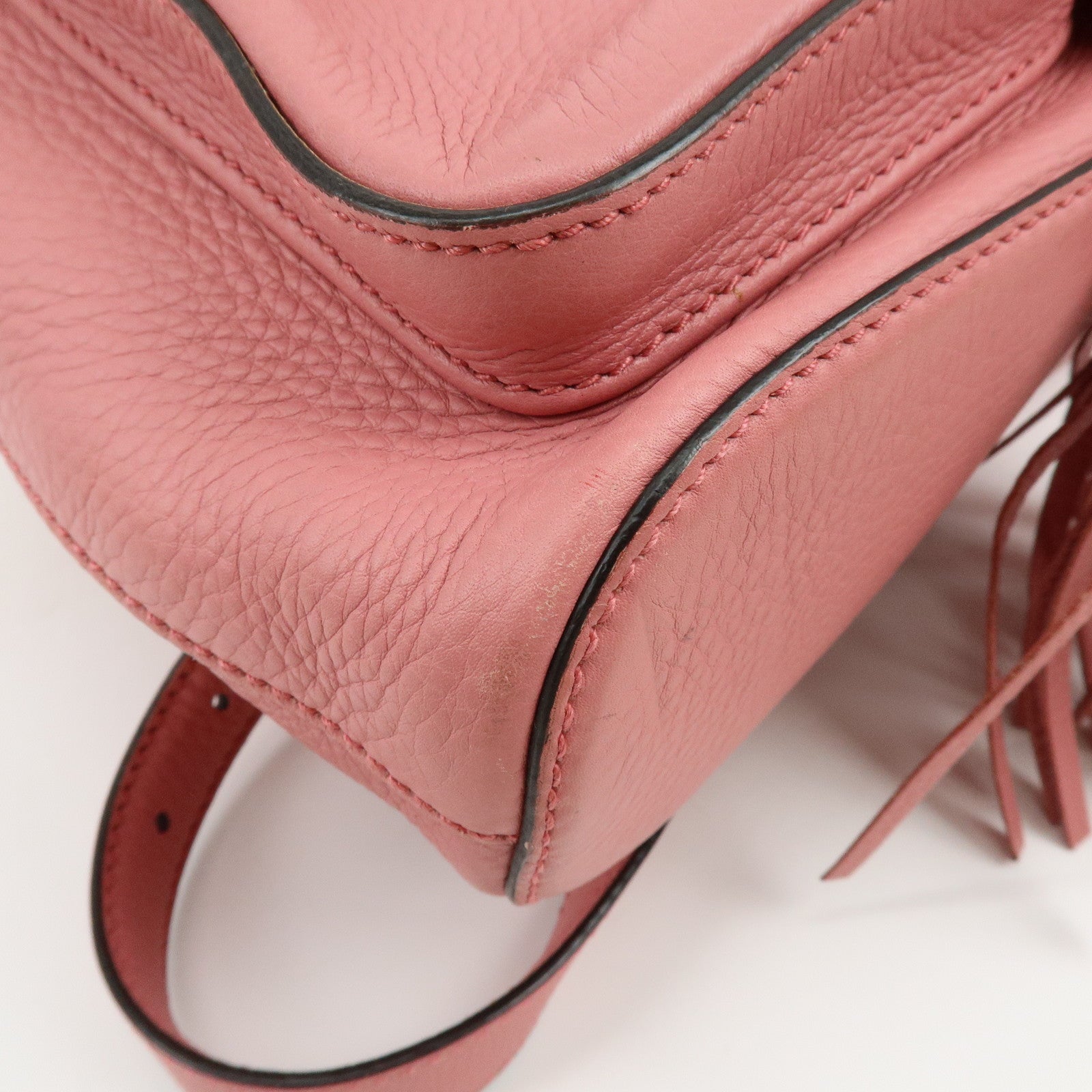GUCCI Bamboo Tassel Leather Backpack Rucksack Pink 370833