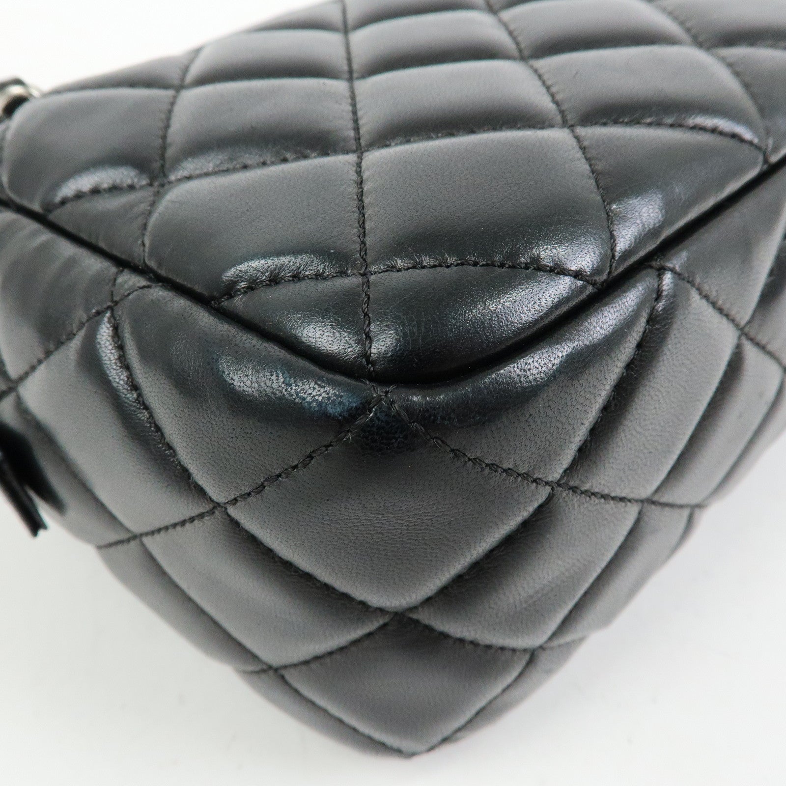 CHANEL COCO Mark Matelasse Lamb Skin Chain Shoulder Bag Hand Bag Black