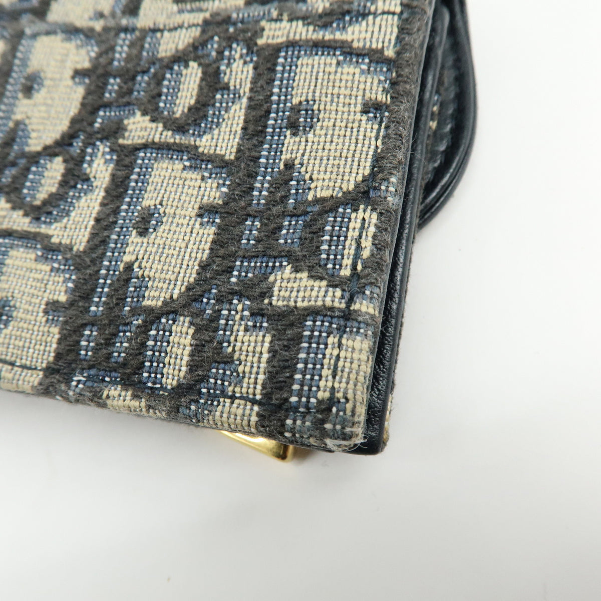 Christian Dior Oblique Saddle Jacquard Canvas Leather Card Case Navy