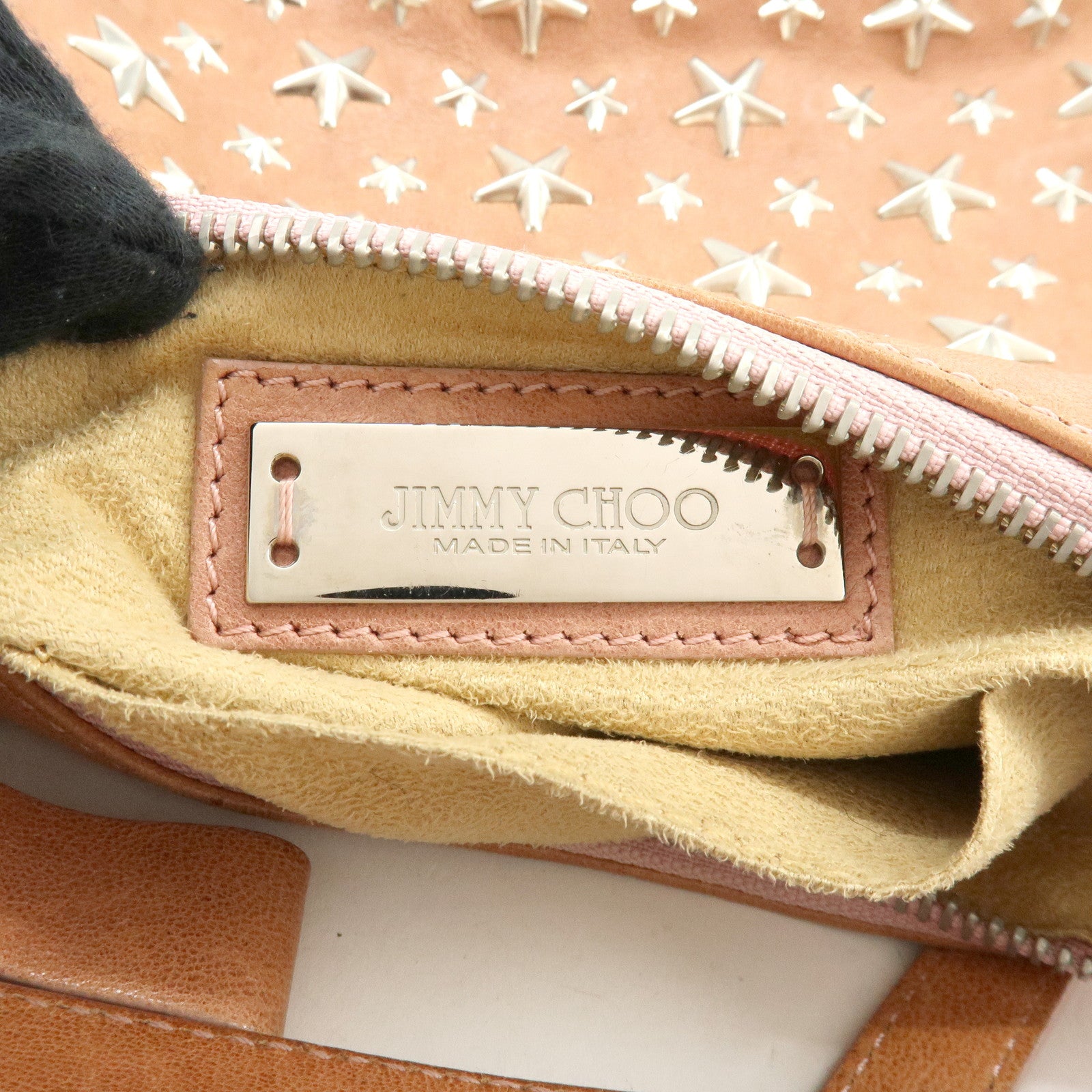 JIMMY CHOO Logo Star Studs Stella 2Way Bag Shoulder Bag Hand Bag Brown