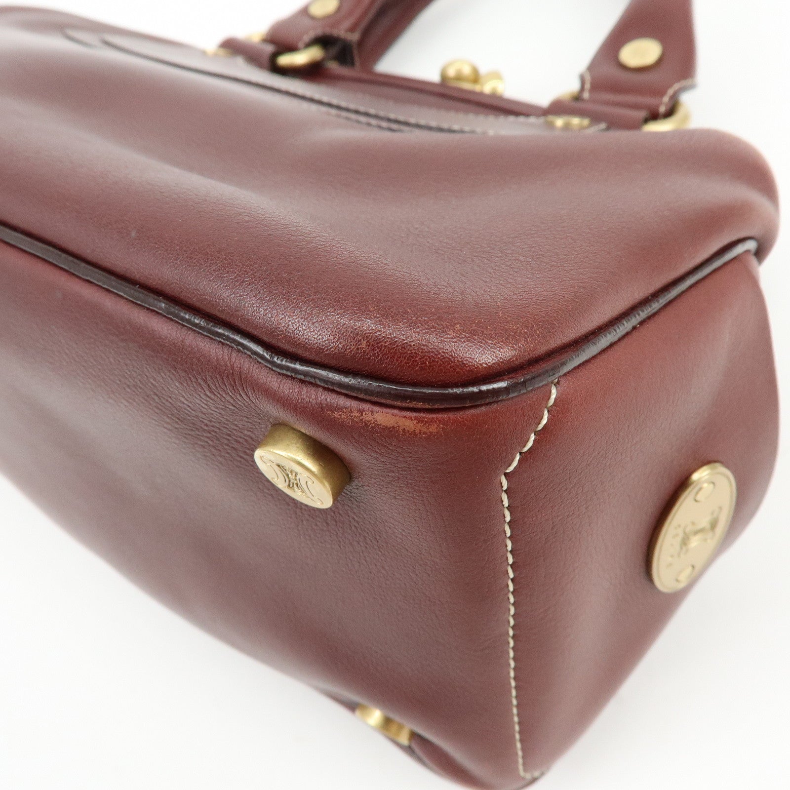 CELINE Boogie Bag Leather Kiss Lock Hand Bag Bordeaux