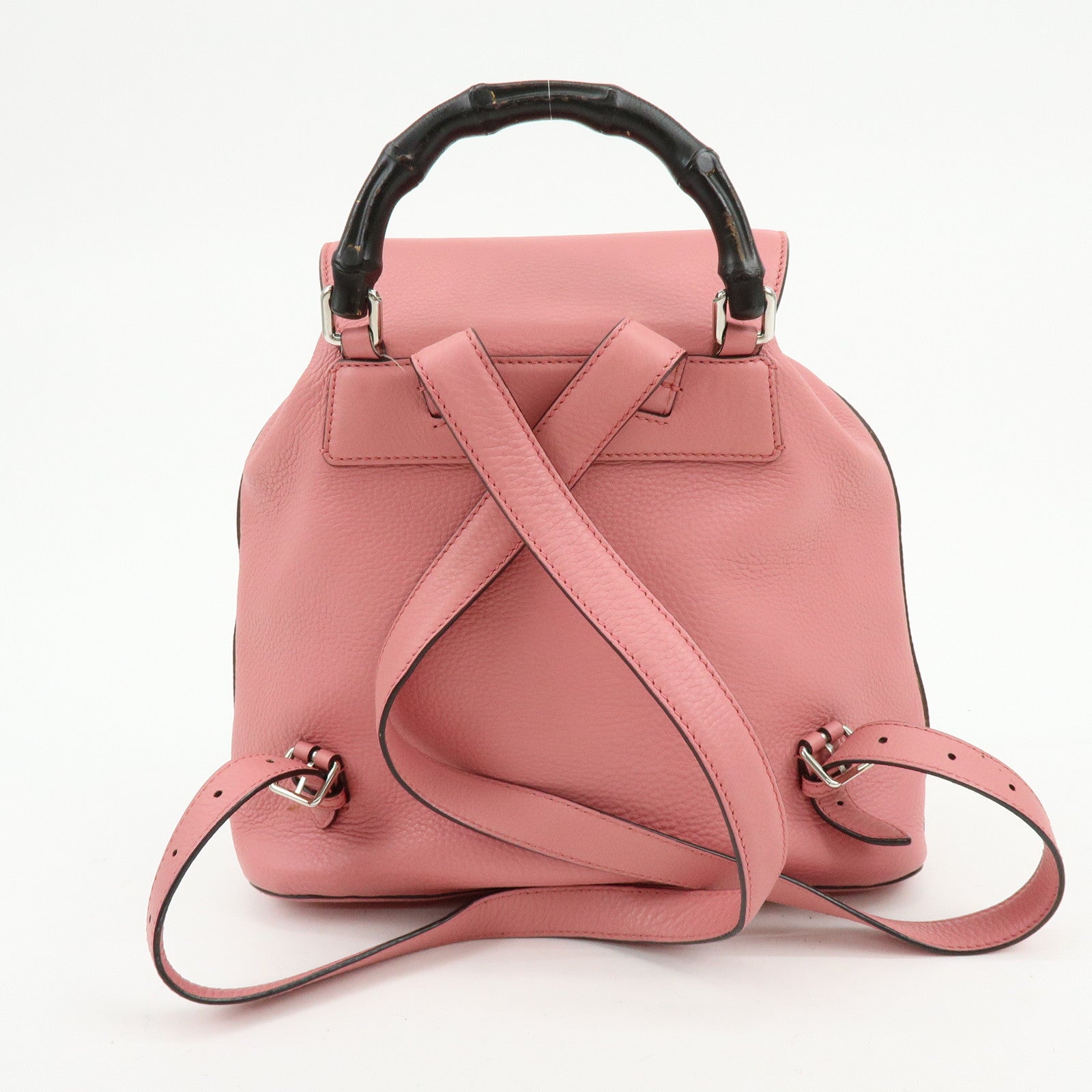 GUCCI Bamboo Tassel Leather Backpack Rucksack Pink 370833