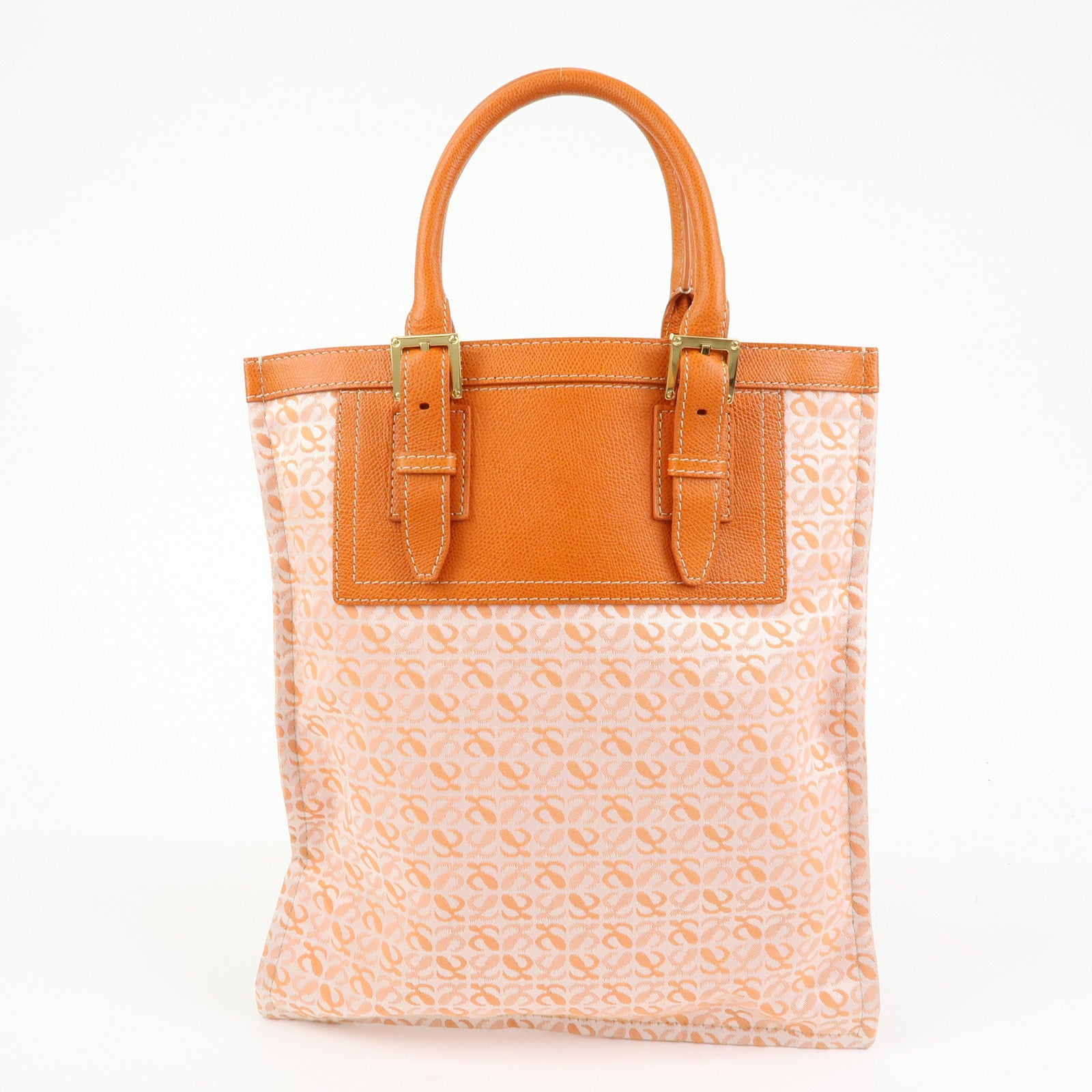 Loewe Repeat Anagram Canvas Leather Tote Bag Hand Bag Orange