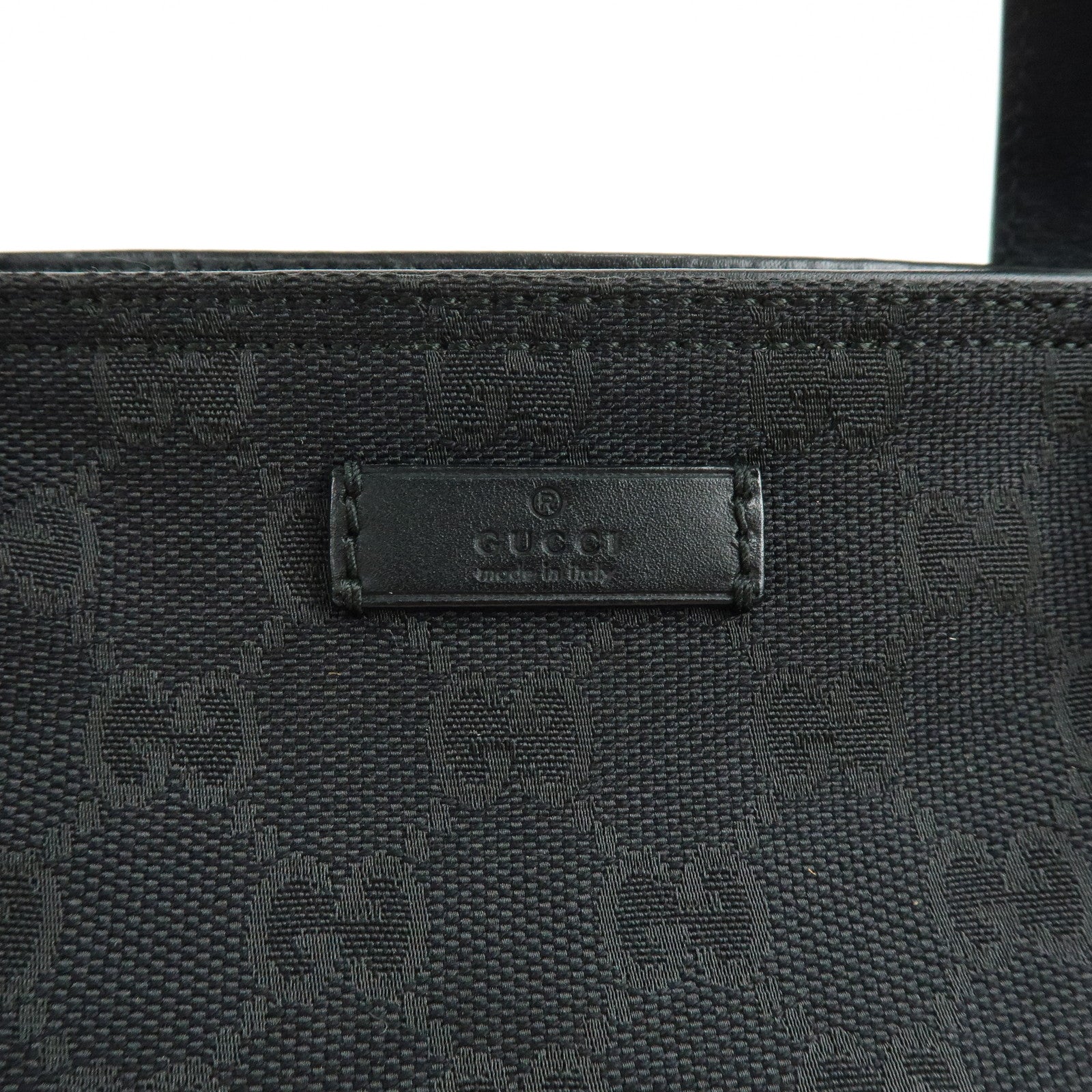 GUCCI Sherry GG Canvas Leather Tote Bag Shoulder Bag Black 308928