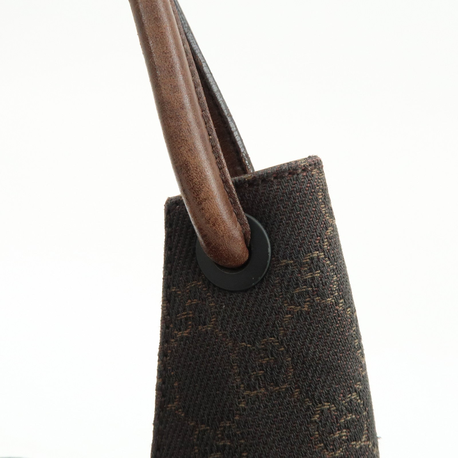 GUCCI GG Canvas Leather Shoulder Bag Hand Bag Dark Brown 101292