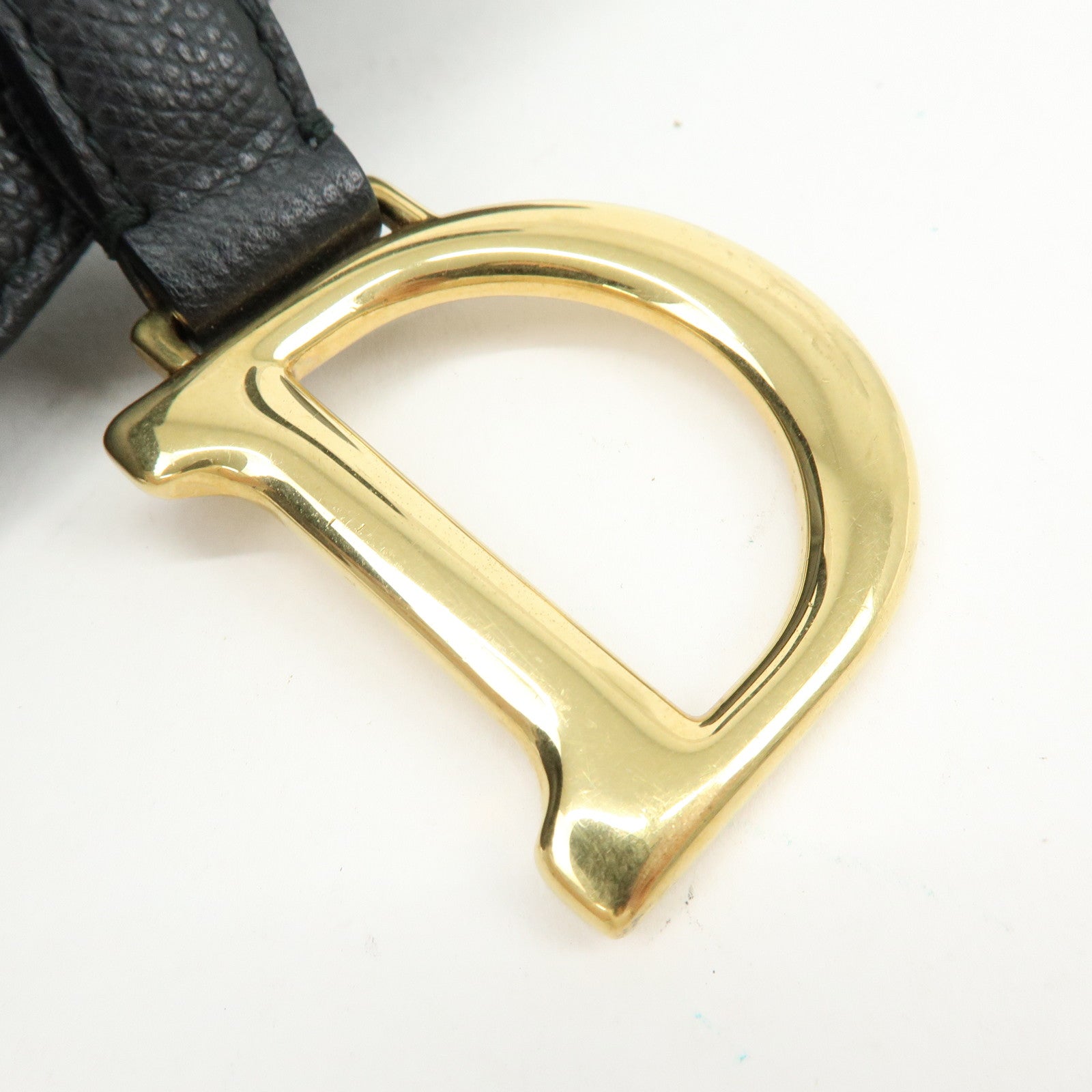 Christian Dior CD Logo Saddle Bag Leather Hand Bag Black