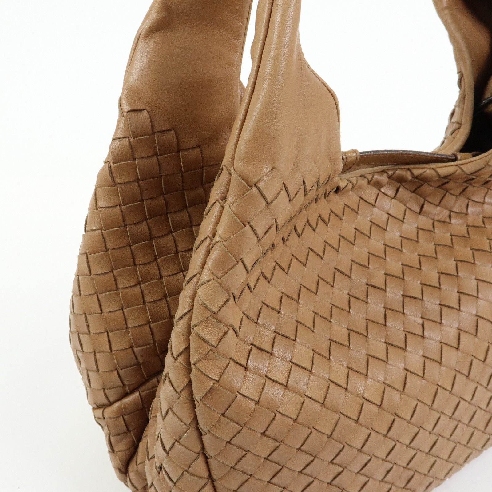 BOTTEGA VENETA Intrecciato Campana Medium Leather Hobo Bag Beige 125787