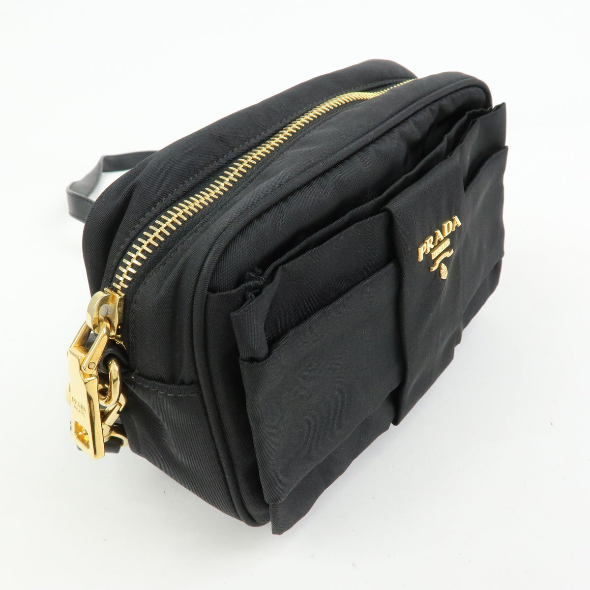 PRADA Nylon Leather Mini Shoulder Bag Crossbody Bag Black